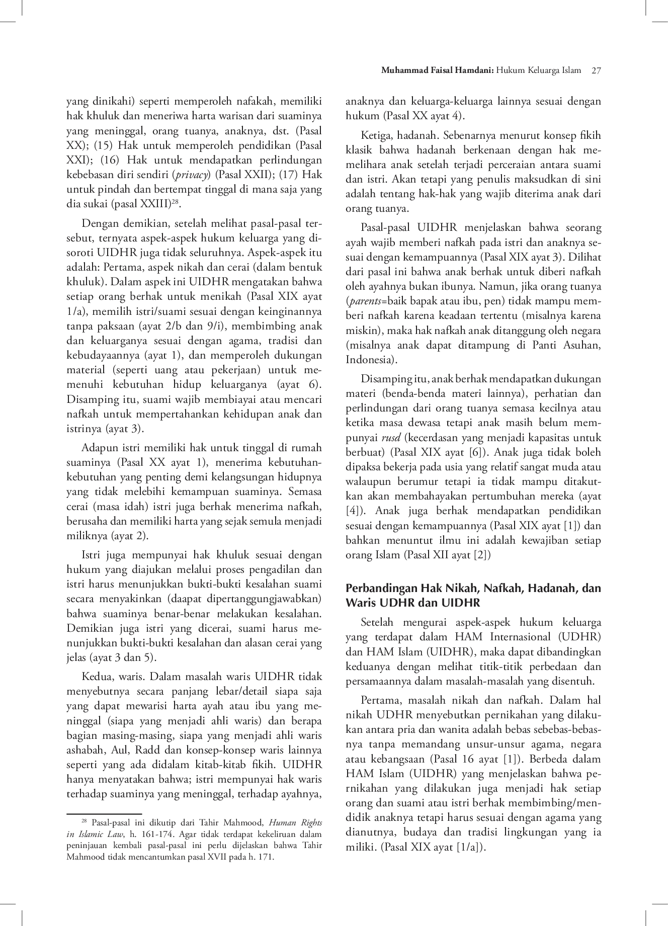 juris Hukum Keluarga Islam dalam Perspektif HAM Universal UDHR dan HAM Islam UIDHR