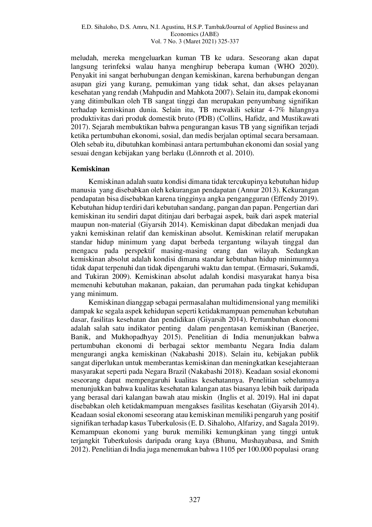 JURIS Pengaruh Angka Kemiskinan Terhadap Angka Tuberkulosis Di Indonesia