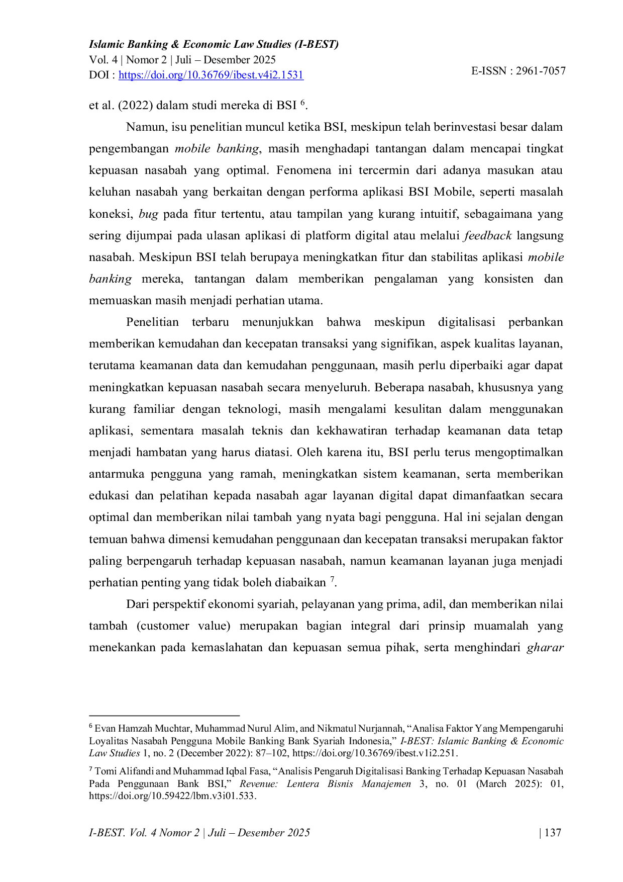 JURIS Peran Mediasi Mobile Banking Pada Kualitas Layanan Nilai dan Kepuasan Nasabah BSI Tangerang