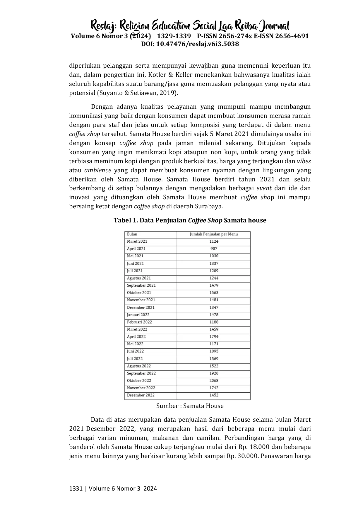 JURIS Pengaruh Store Atmosphere dan Kualitas Pelayanan terhadap Keputusan Pembelian di Coffeshop Samata House Surabaya