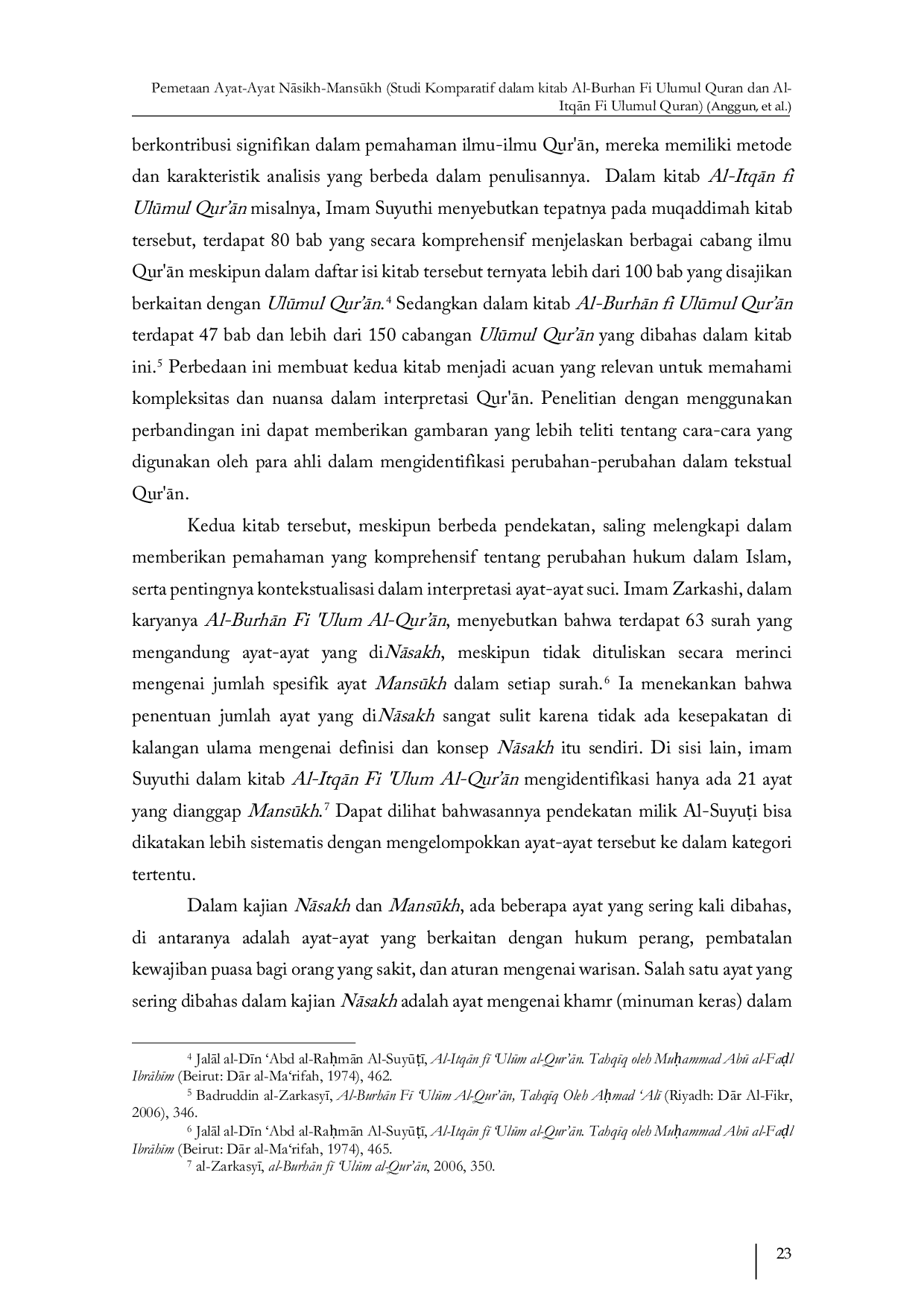 JURIS PEMETAAN AYAT AYAT NASIKH MANSKH Studi Komparatif dalam kitab Al Burhan Fi Ulumul Quran dan Al ItqAn Fi Ulumul Quran