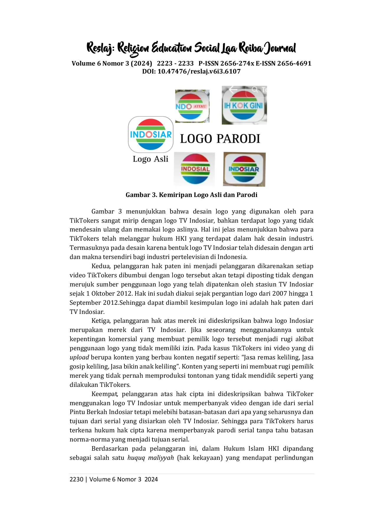 JURIS Perlindungan Penggunaan Logo Stasiun TV oleh Konten Kreator Tiktok di Kota Medan Perspektif Fatwa MUI