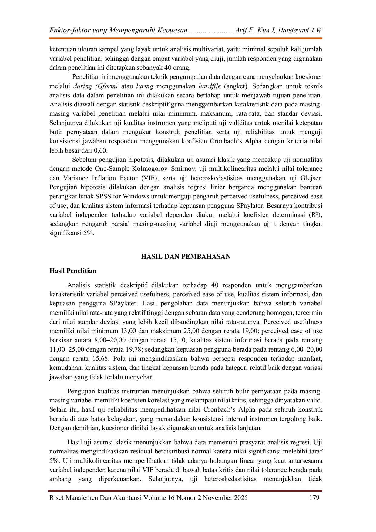 JURIS Faktor faktor yang Mempengaruhi Kepuasan Pengguna Sistem Informasi Akuntansi di Shopee Paylater