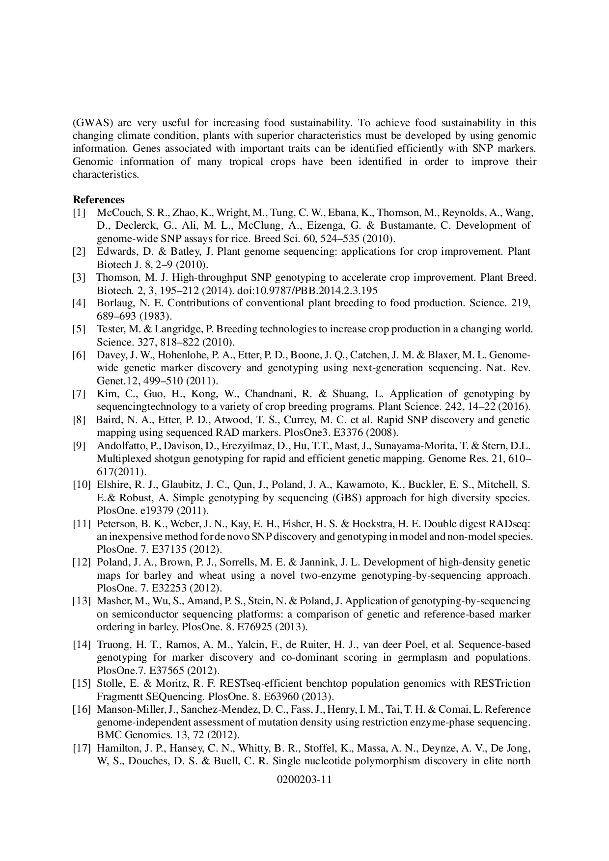 juris Development of Single Nucleotide Polymorphism SNP Markers in Tropical Crops