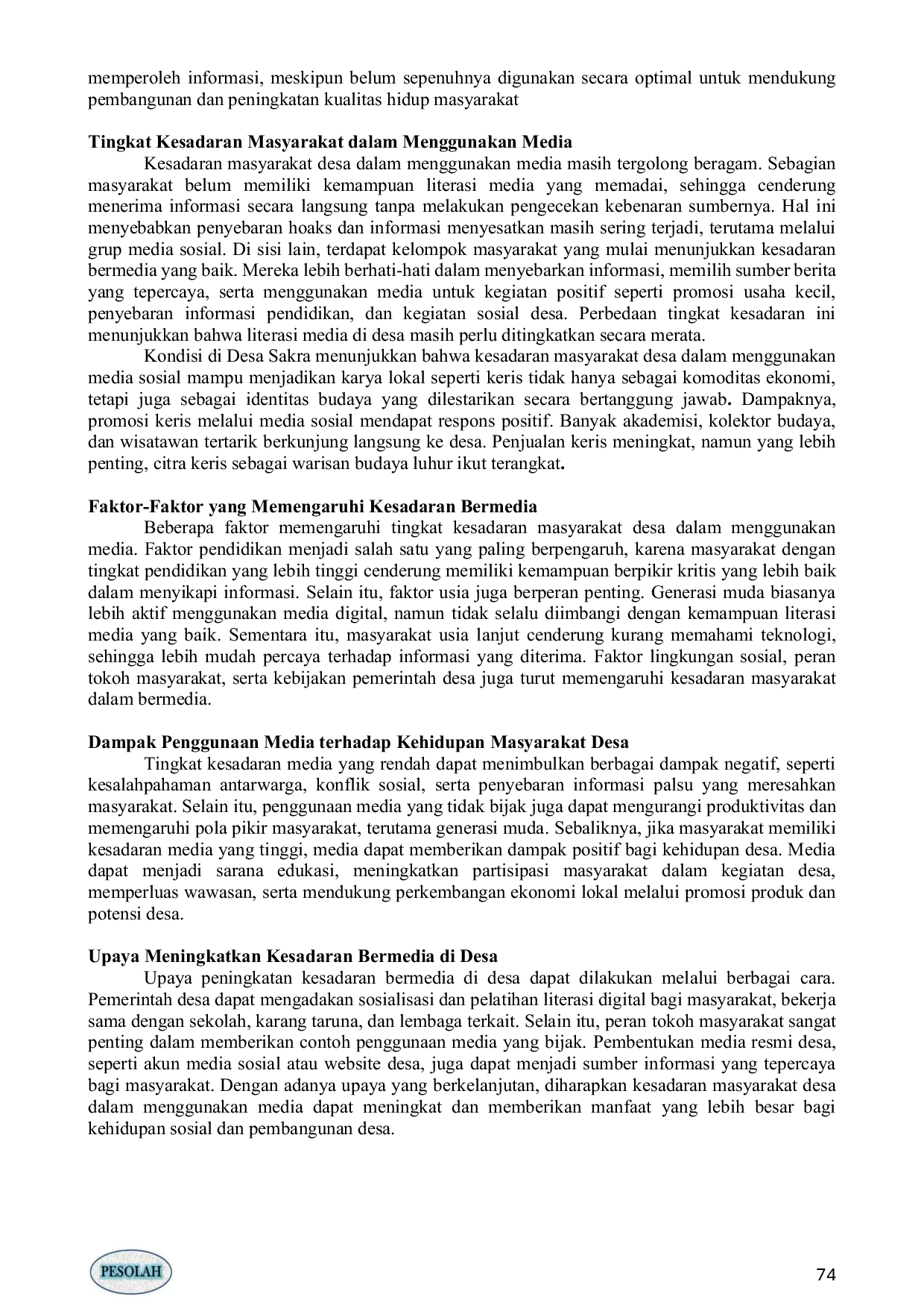 JURIS KESADARAN MASYARAKAT DALAM MENGGUNAKAN MEDIA SOSIAL DI DESA SAKRA Public Awareness In Using Social Media In Sakra Village