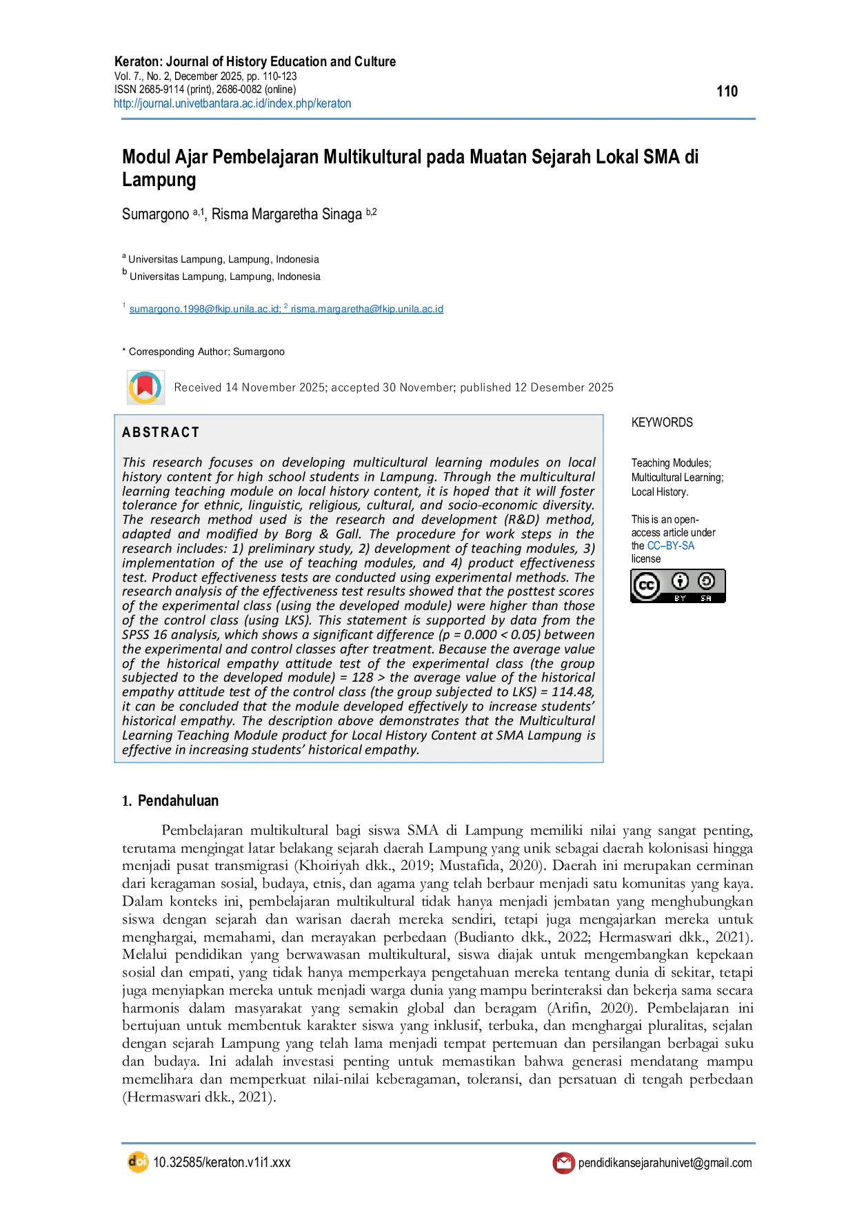 JURIS Modul Ajar Pembelajaran Multikultural pada Muatan Sejarah Lokal SMA di Lampung