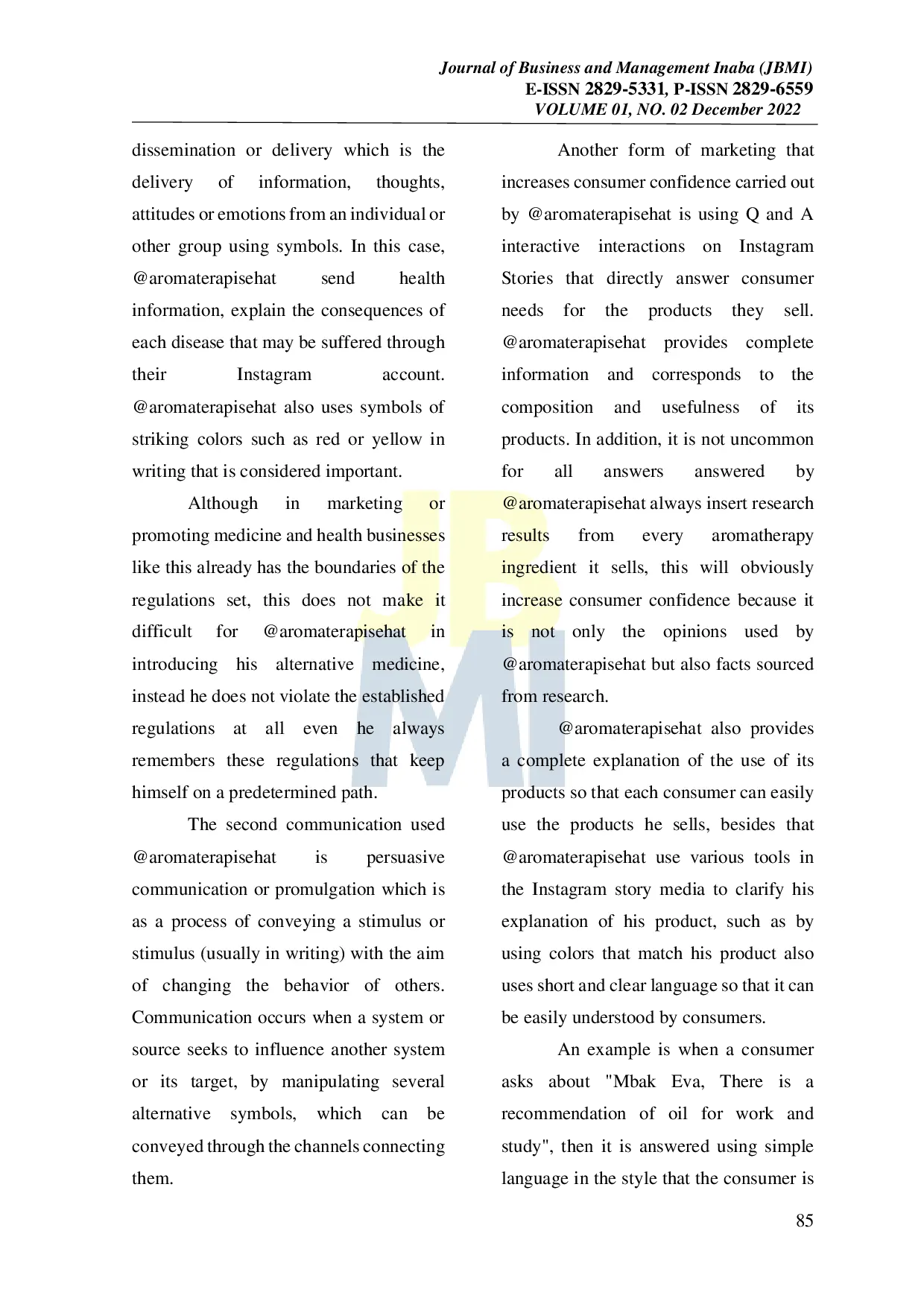 JURIS The Role of Digital Marketing Communication of Aromatherapy Alternative Medicine in Increasing Consumer Confidence