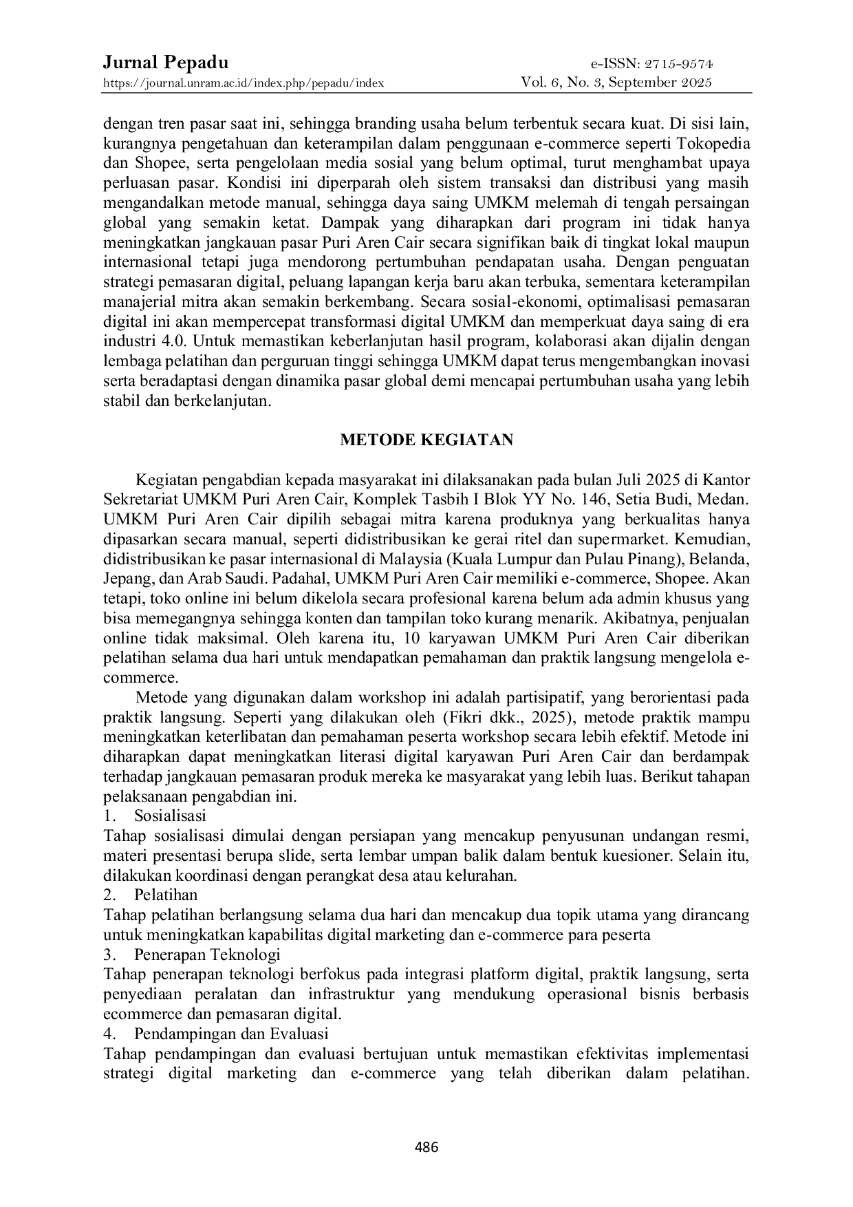 JURIS Workshop Copywriting Dan Seo Untuk Meningkatkan Pemasaran Digital Ukm Puri Aren Cair