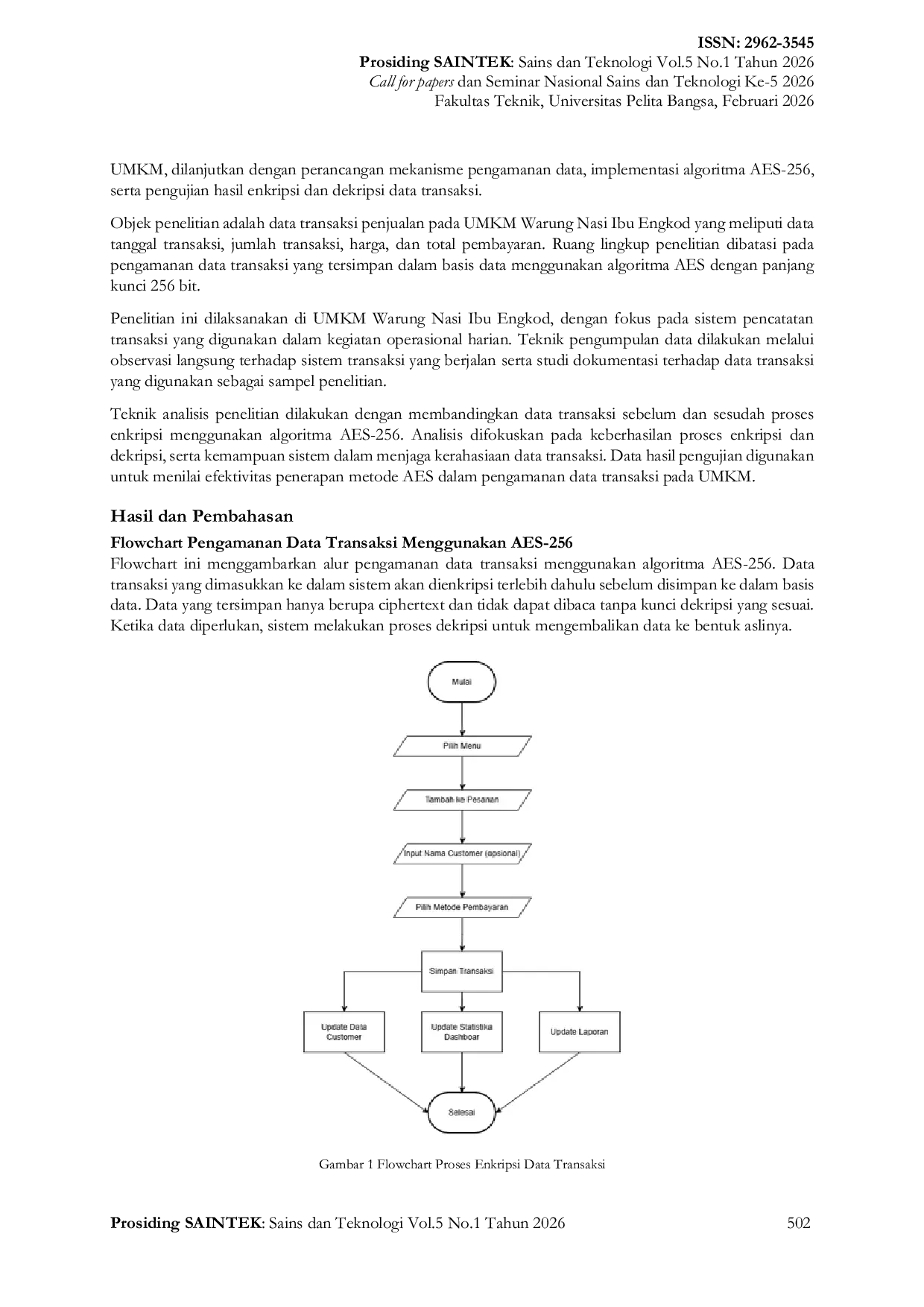 JURIS Pengamanan Data Transaksi Menggunakan Metode AES pada UMKM Warung Nasi Ibu Engkod