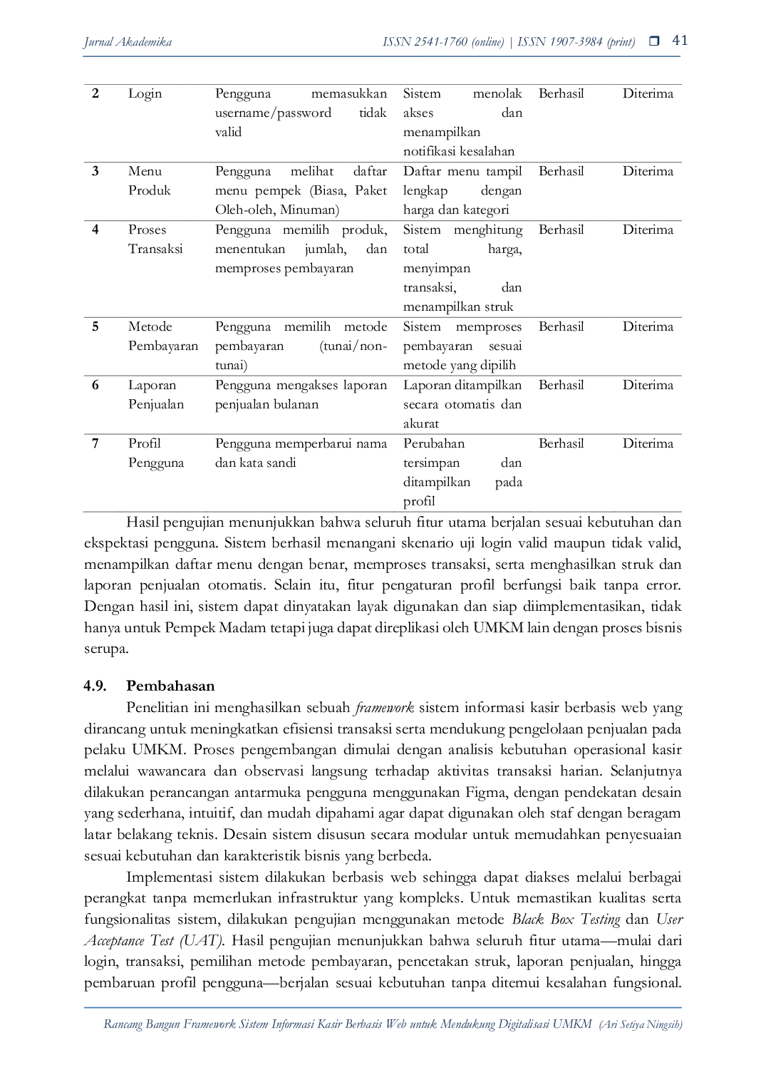 JURIS Rancang Bangun Framework Sistem Informasi Kasir Berbasis Web Untuk Mendukung Digitalisasi UMKM