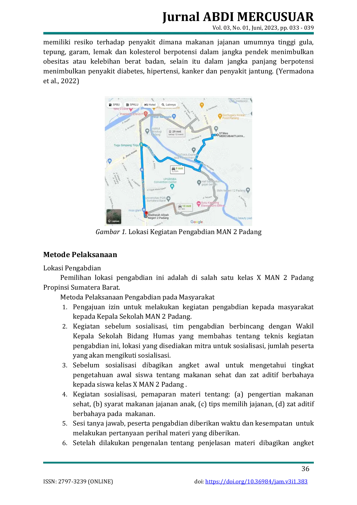 JURIS Pengenalan Makanan Sehat dan Zat Aditif Berbahaya Bagi Siswa i MAN 2 Padang