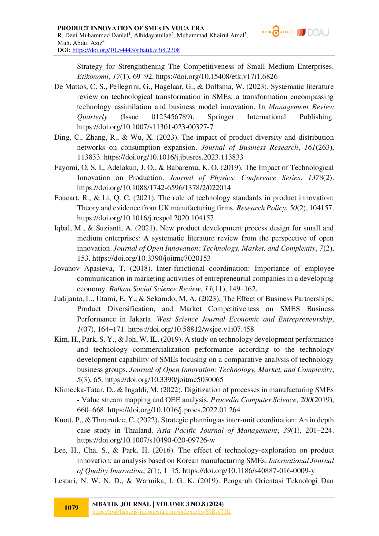 juris PRODUCT INNOVATION OF SMEs IN VUCA ERA