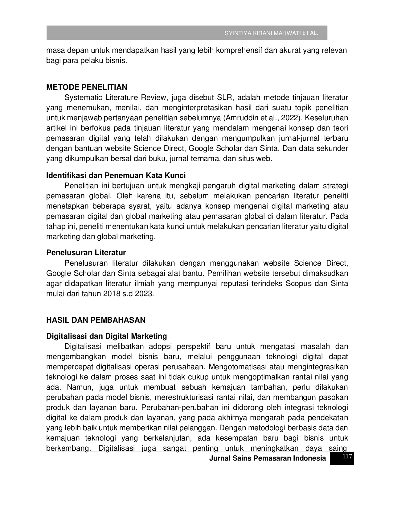 JURIS Pengaruh Digital Marketing Dalam Strategi Pemasaran Global A Systematic Literature Review