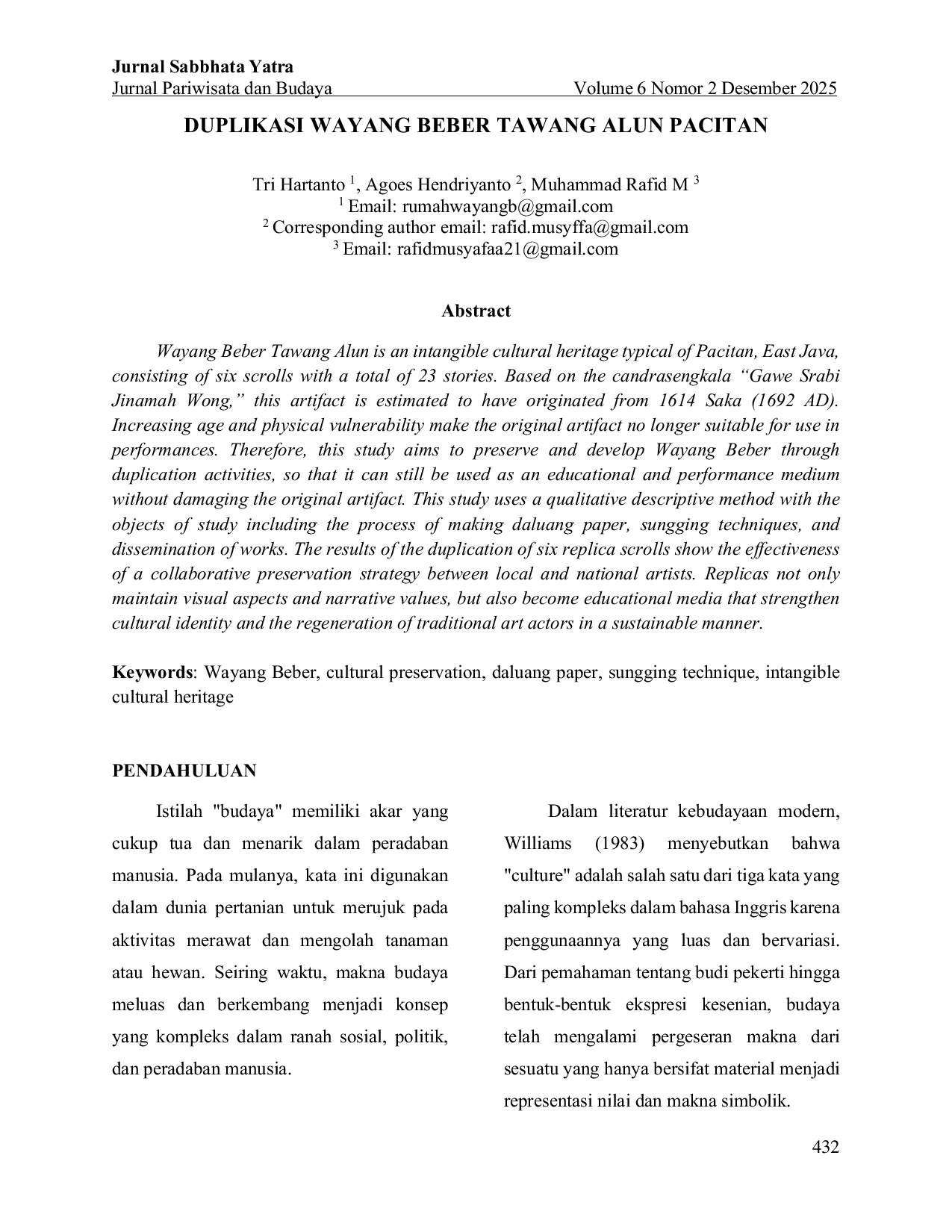 JURIS Duplikasi Wayang Beber Tawang Alun Pacitan