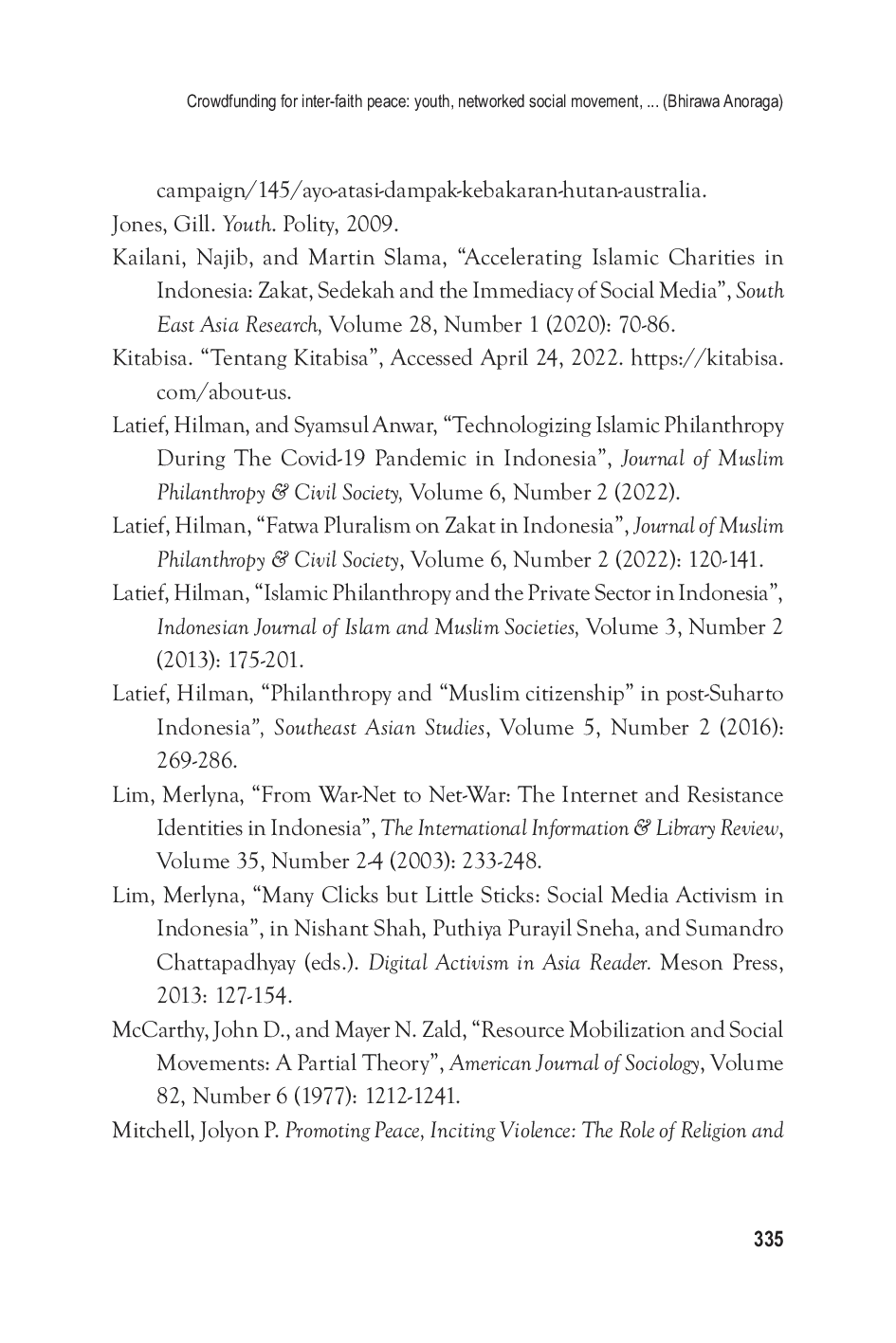 JURIS Crowdfunding for inter faith peace youth networked social movement and muslim philanthropy NGOs in contemporary Indonesia