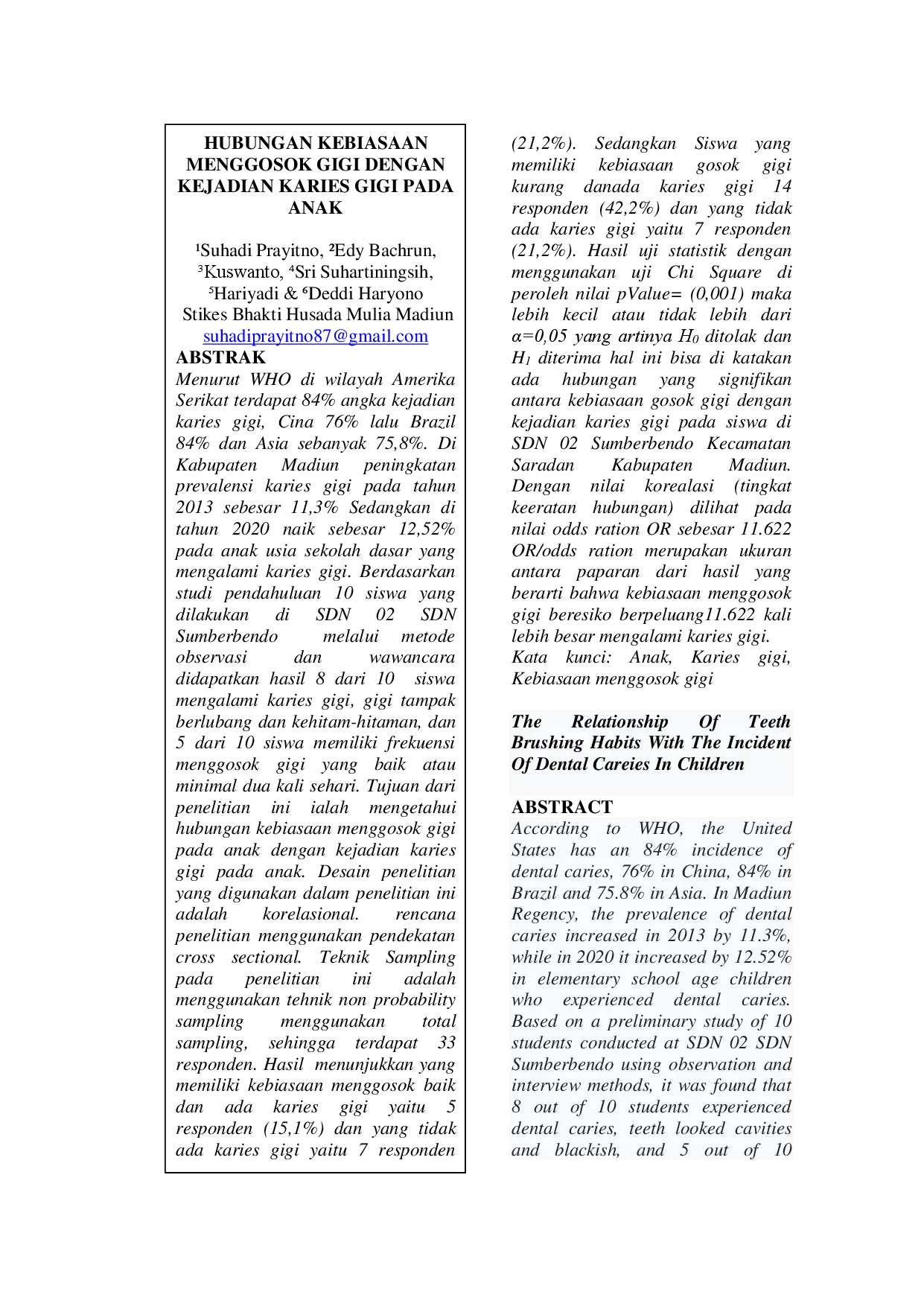 juris Hubungan Kebiasaan Menggosok Gigi Dengan Kejadian Karies Gigi Pada Anak