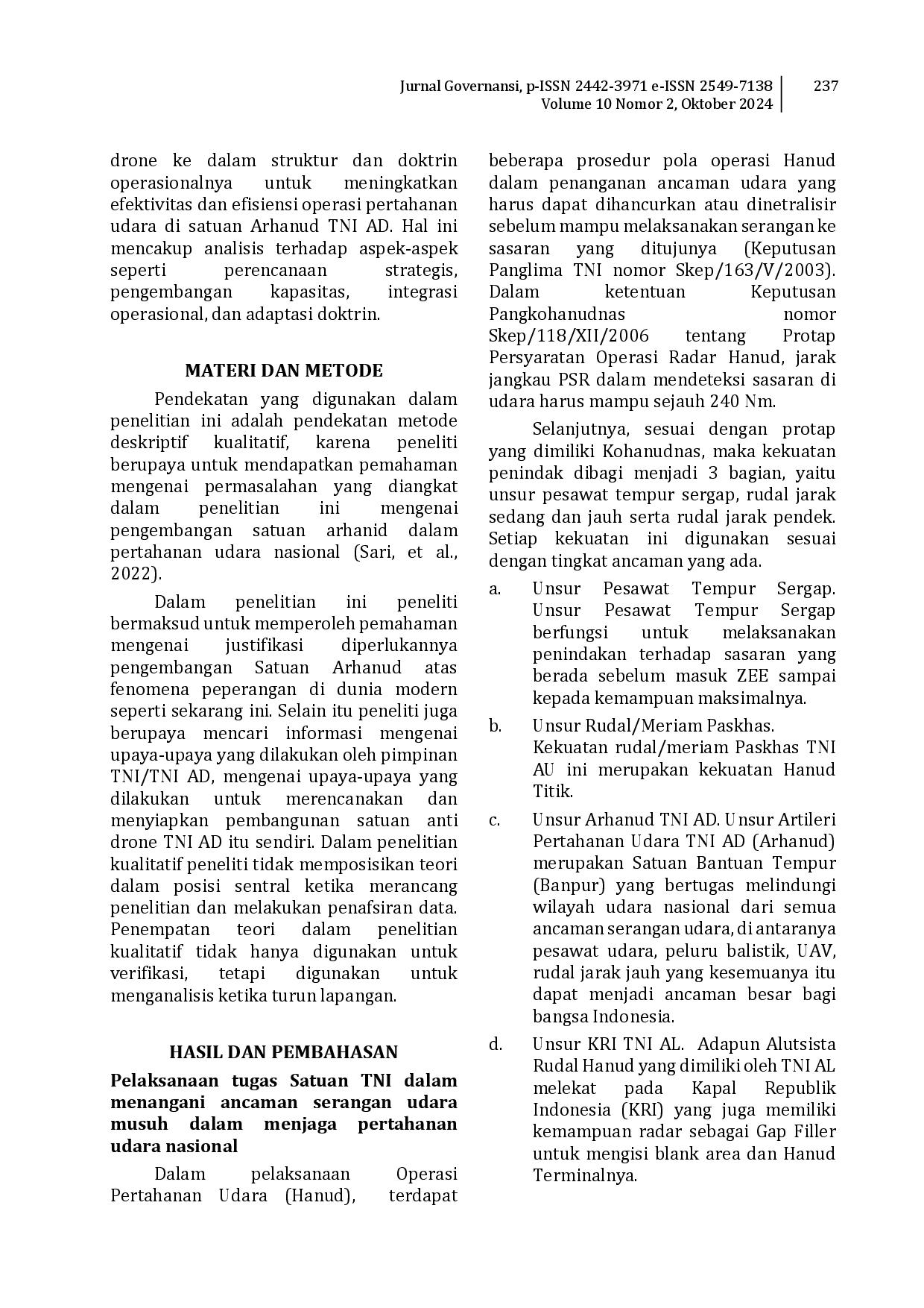 juris Pengembangan Satuan Arhanud Dalam Rangka Pertahanan Udara Nasional di Era Perang Modern