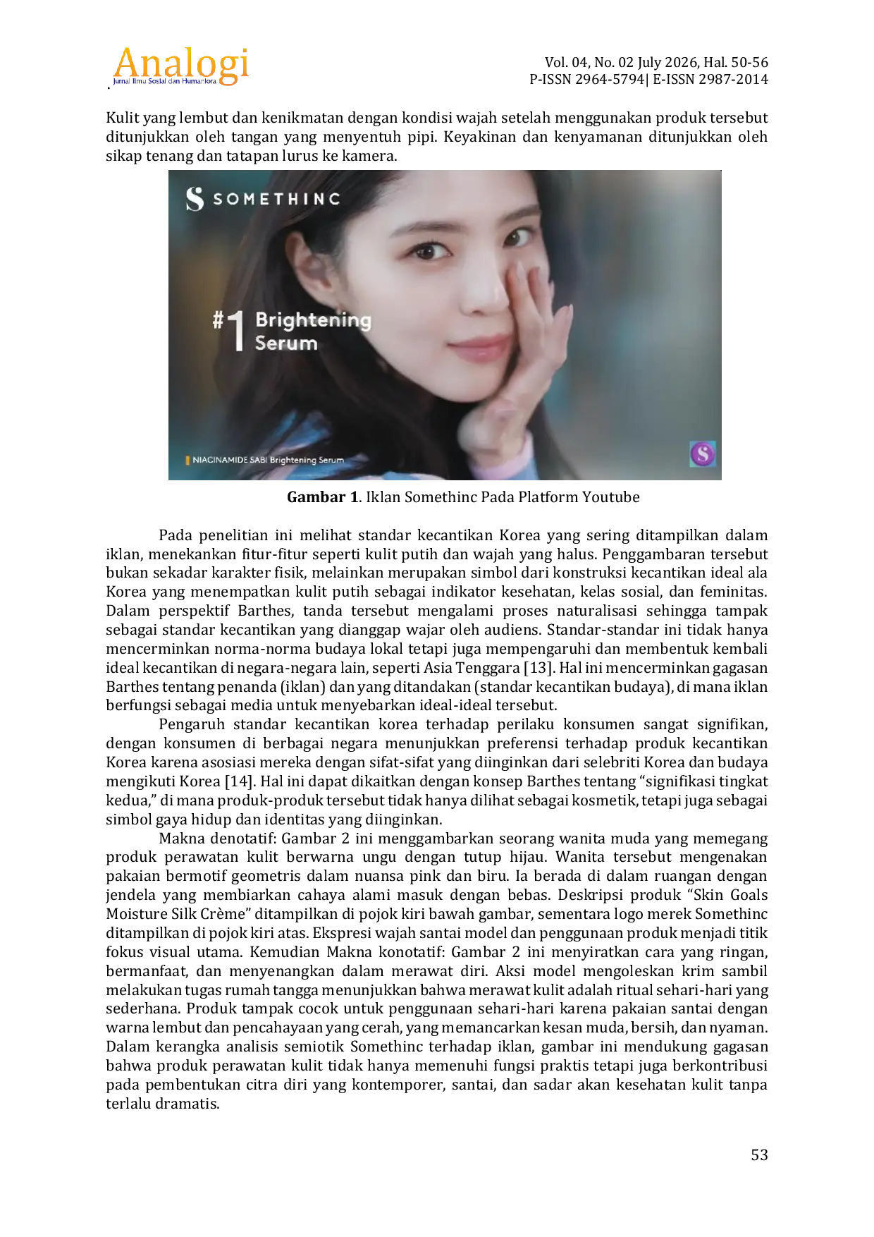 JURIS Representasi Standar Kecantikan Korea Citra Modern dalam Iklan Somethinc oleh Han So Hee