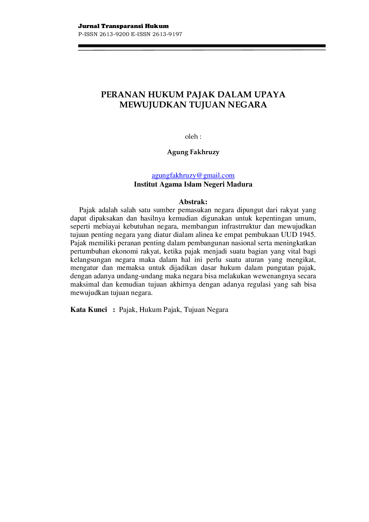 JURIS Peranan Hukum Pajak dalam Upaya Mewujudkan Tujuan Negara