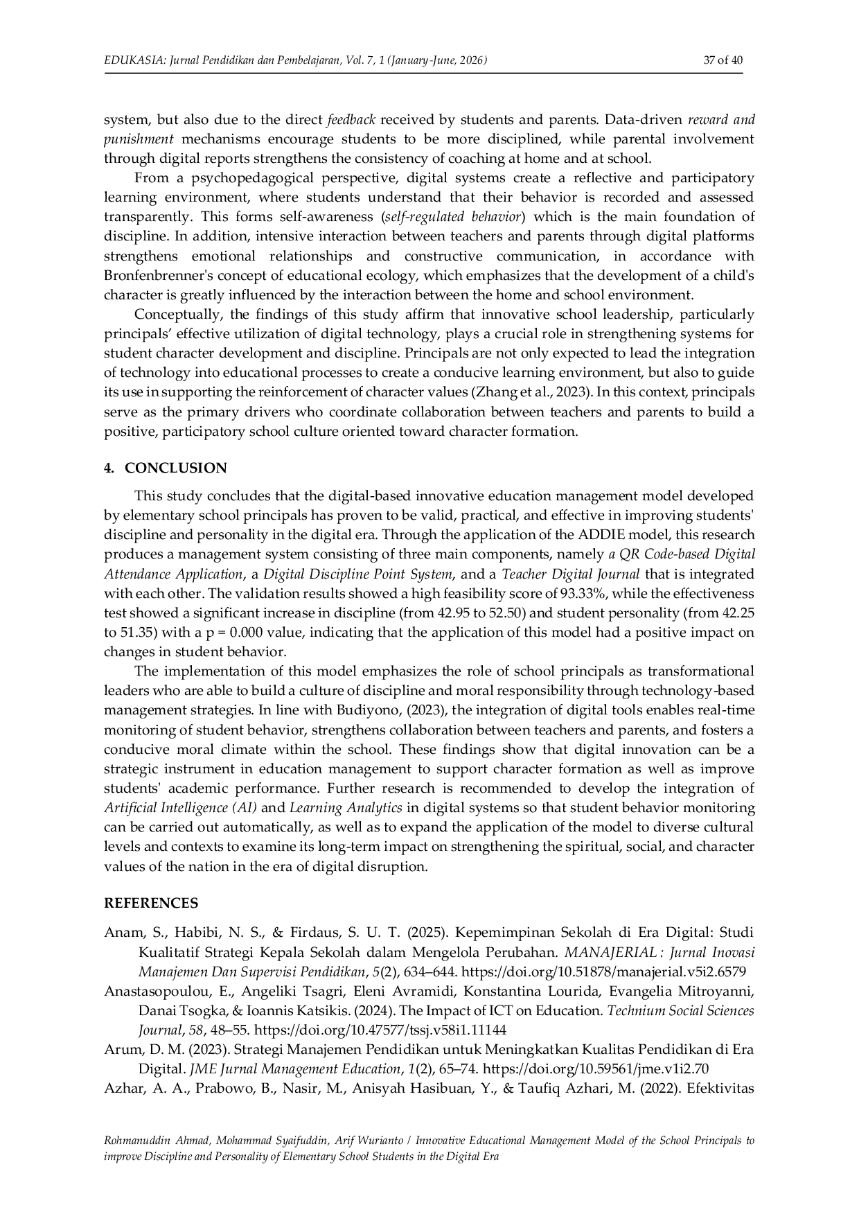 JURIS Innovative Educational Management Model of the School Principals to improve Discipline and Personality of Elementary School Students in the Digital Era