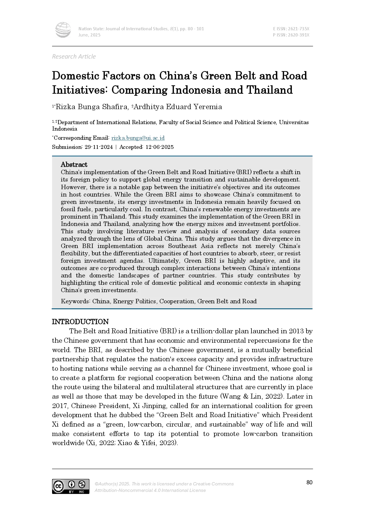 juris Domestic Factors on China s Green Belt and Road Initiatives Comparing Indonesia and Thailand