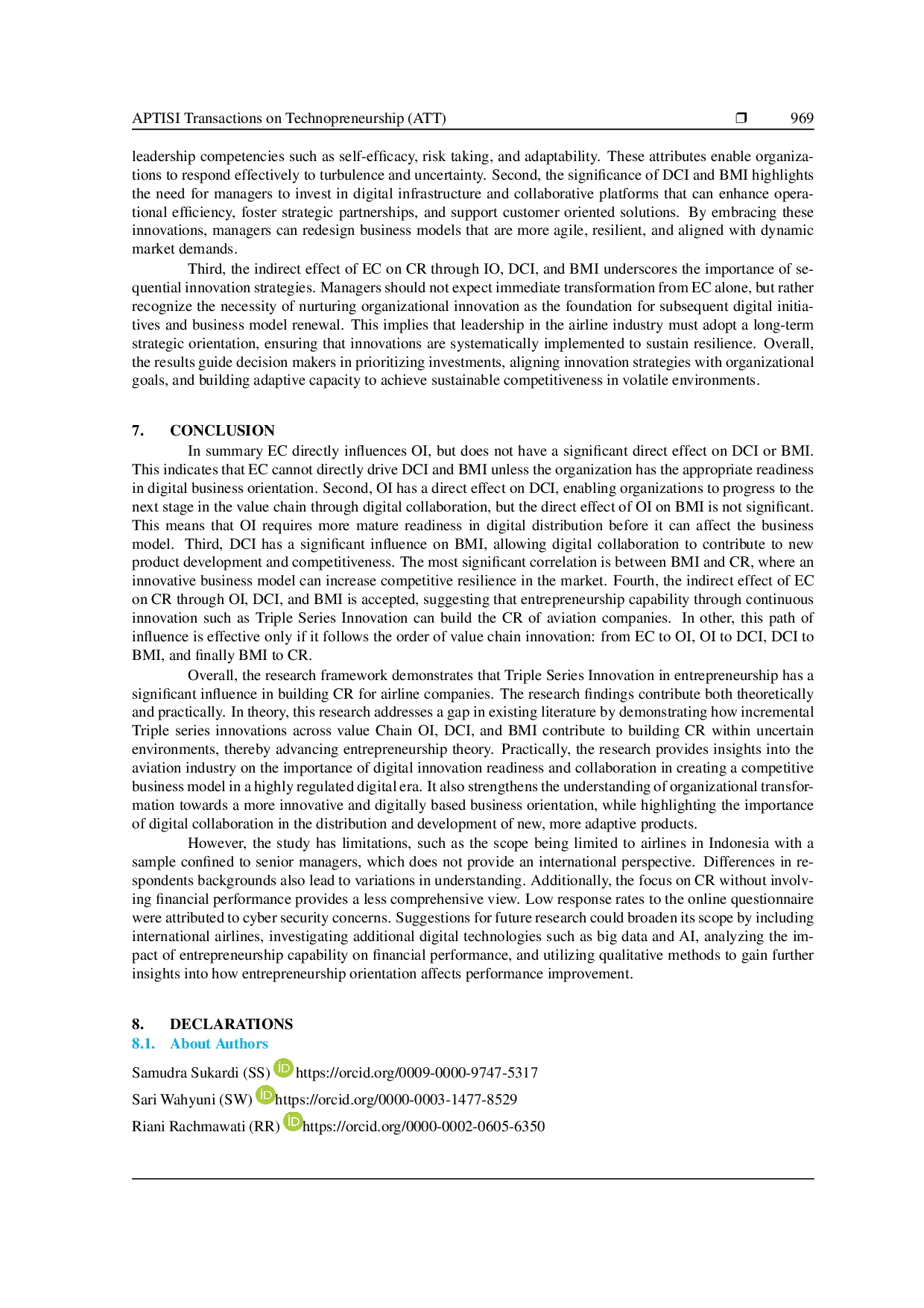 JURIS Entrepreneurship Capability by Triple Series Innovations in Building Competitive Resilience within the Airline Industry