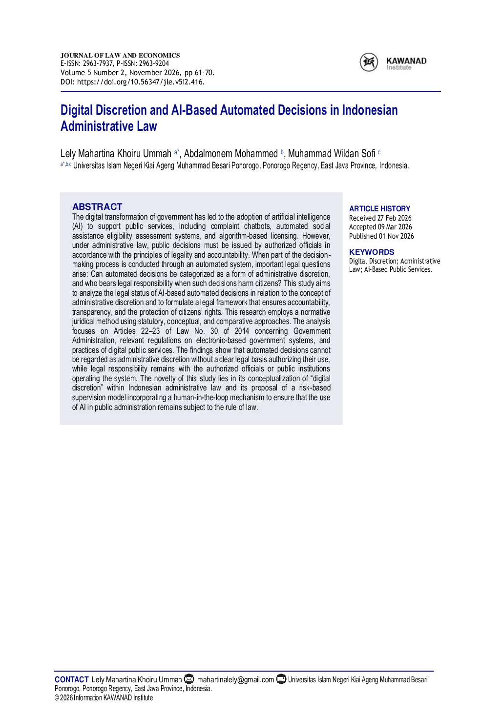 JURIS Digital Discretion and AI Based Automated Decisions in Indonesian Administrative Law