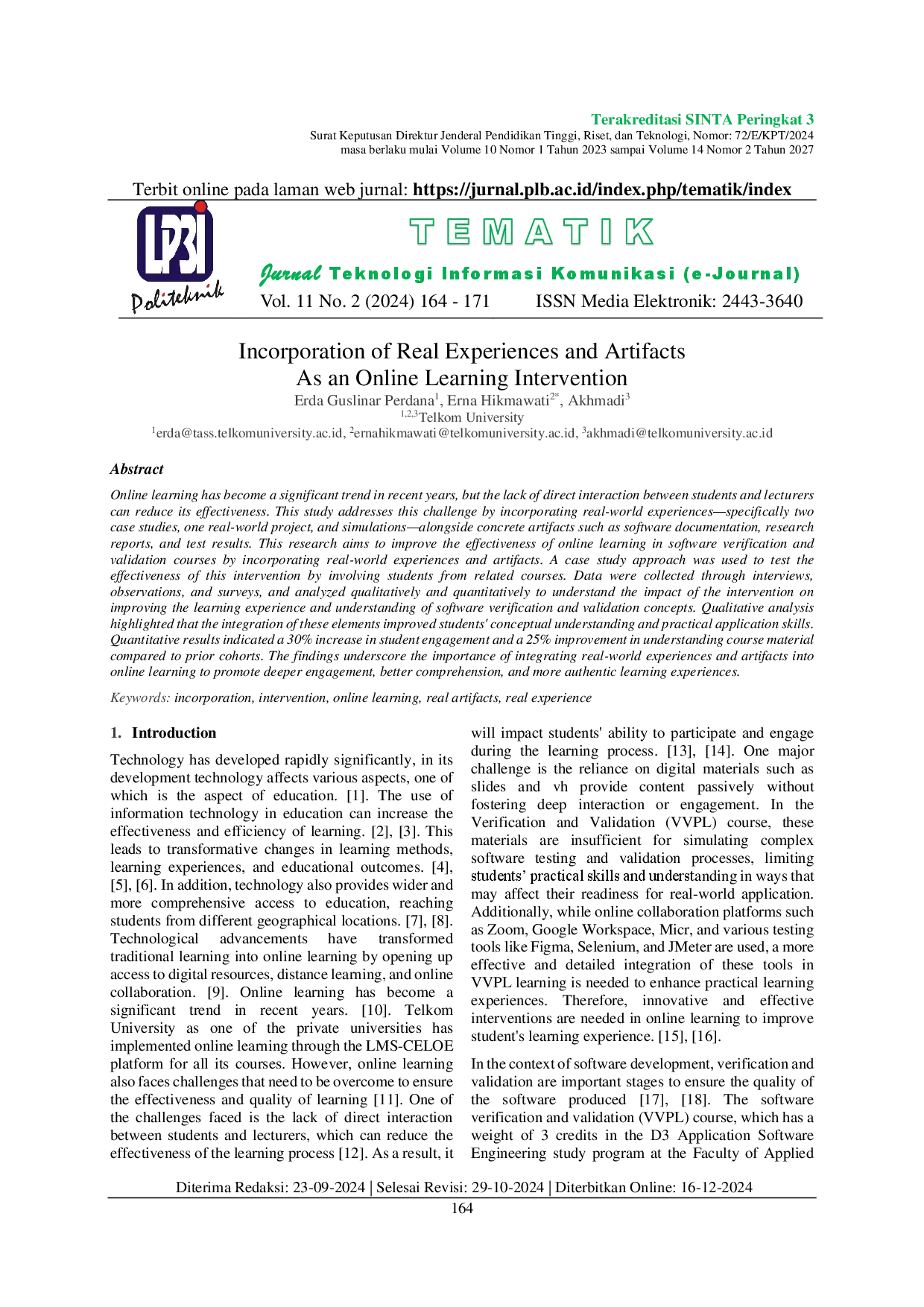 juris Incorporation of Real Experiences and Artifacts As an Online Learning Intervention