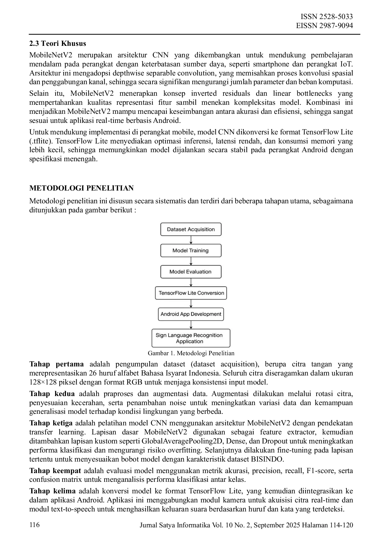 JURIS Penerapan Convolutional Neural Network Pada Pengenalan Bahasa Isyarat Indonesia Secara Real Time