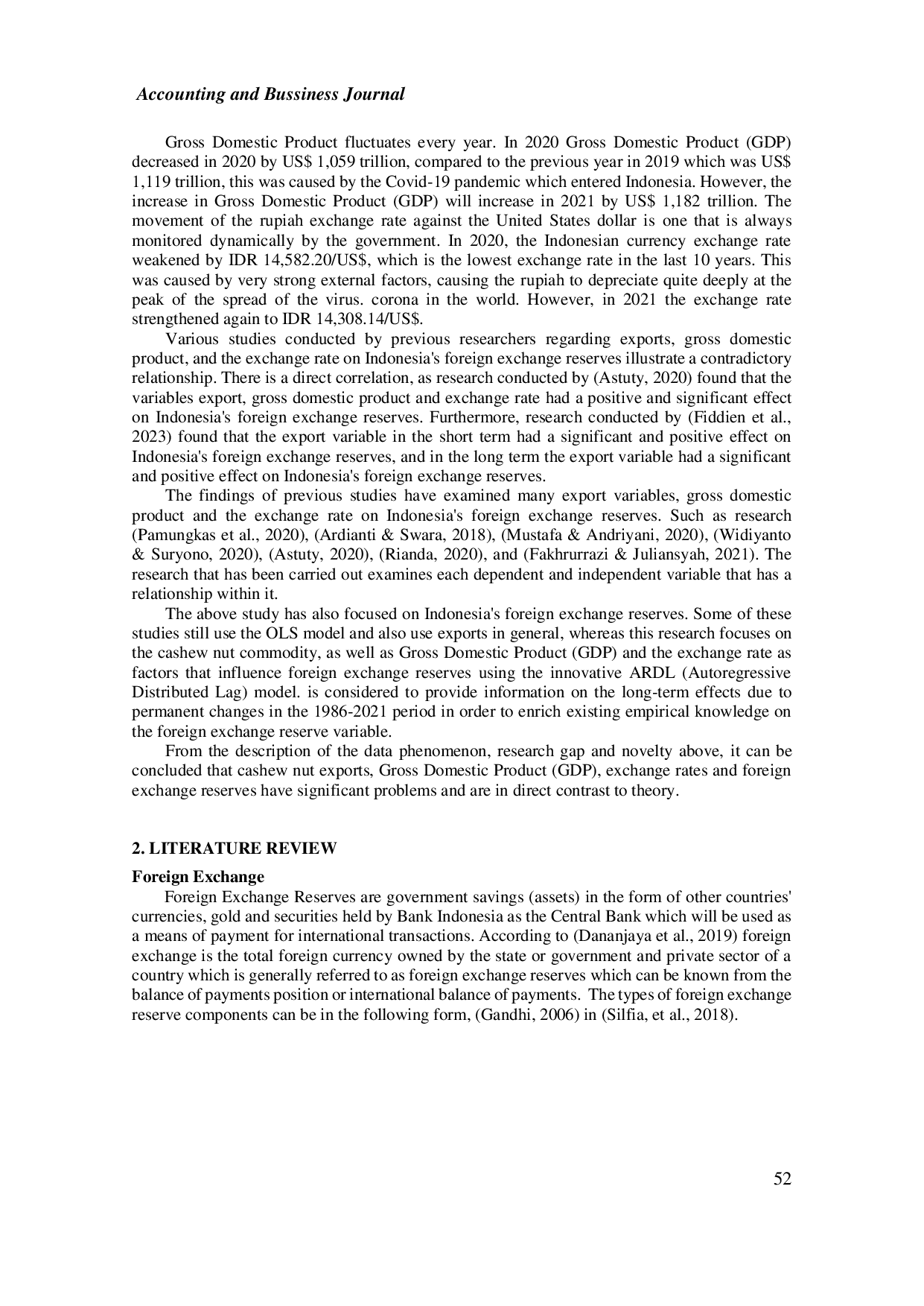 JURIS THE EFFECT OF CASHEW NUT EXPORTS GROSS DOMESTIC PRODUCT GDP AND EXCHANGE RATE ON INDONESIA S FOREIGN EXCHANGE RESERVES