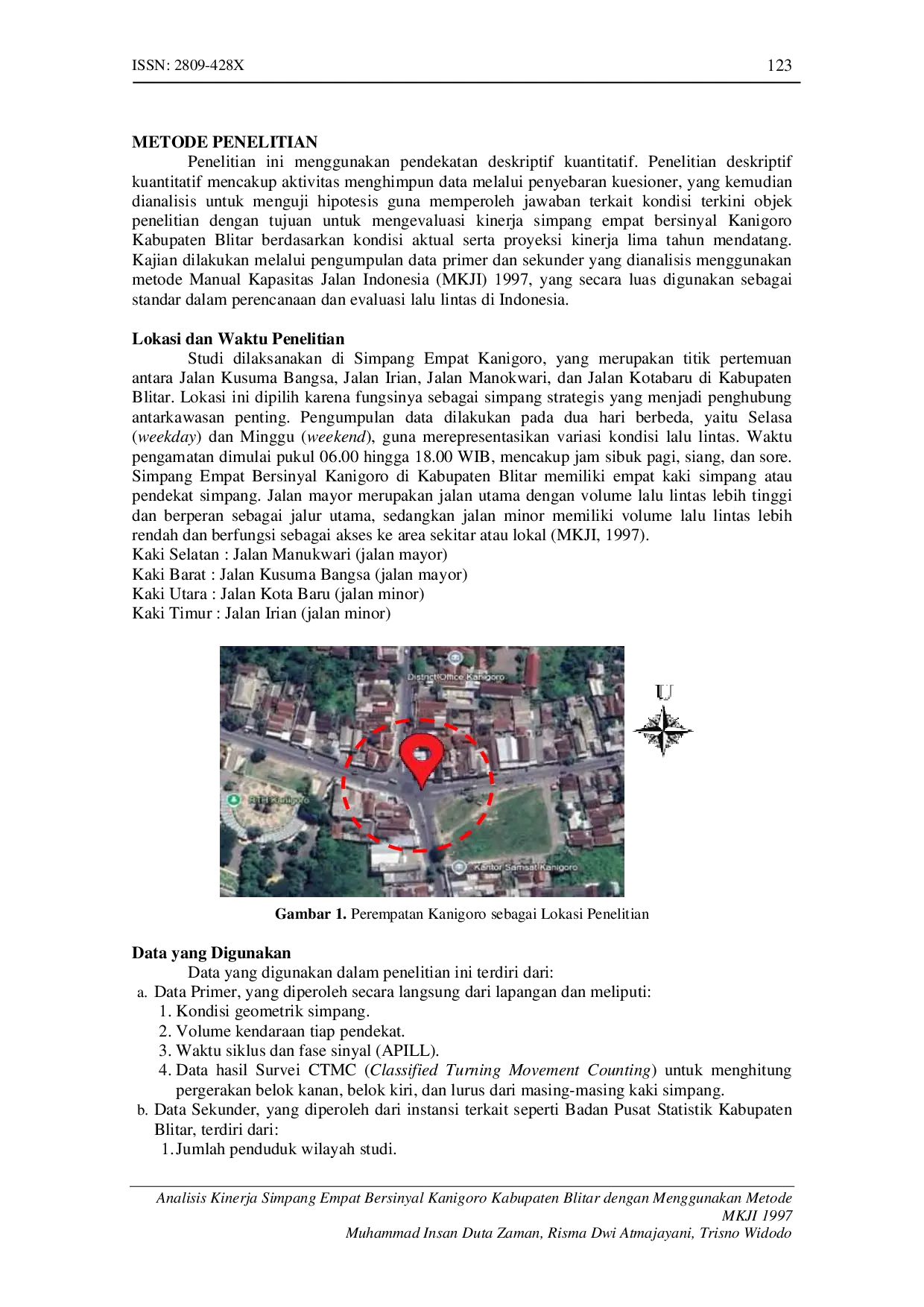 JURIS Analisis Kinerja Simpang Empat Bersinyal Kanigoro Kabupaten Blitar dengan Menggunakan Metode MKJI 1997