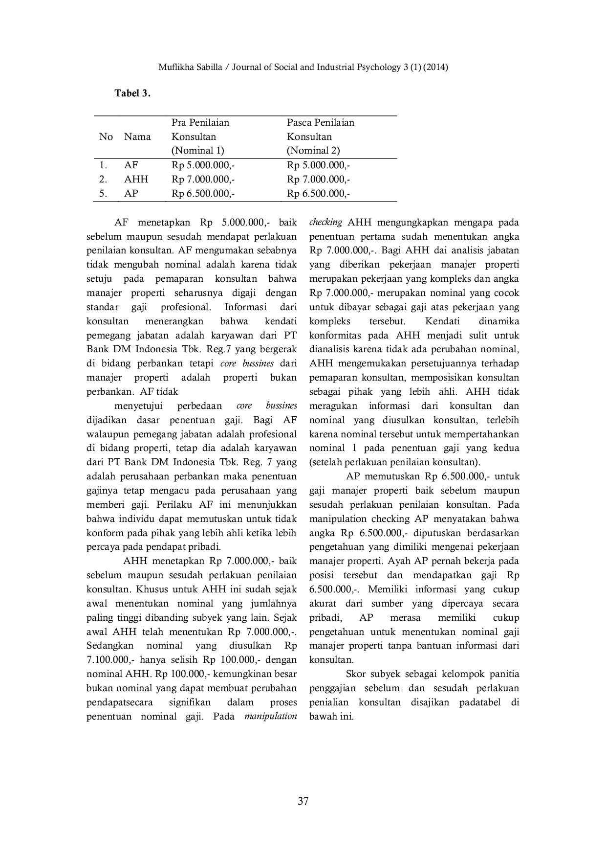 JURIS Pengaruh Penilaian Konsultan Terhadap Penentuan Gaji Karyawan Studi Eksperimen