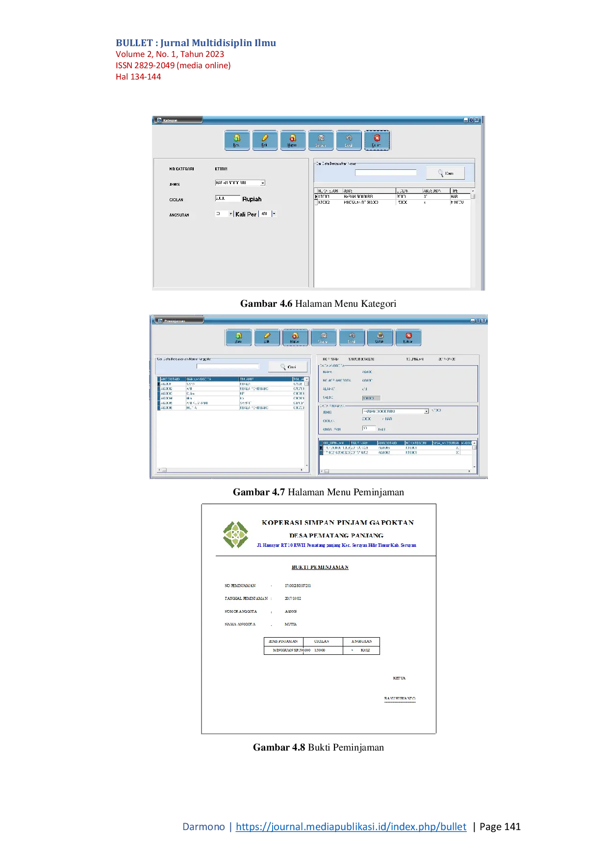 JURIS Sistem Informasi Simpan Pinjam Dana Gapoktan Pada Desa Pematang Panjang Berbasis Desktop