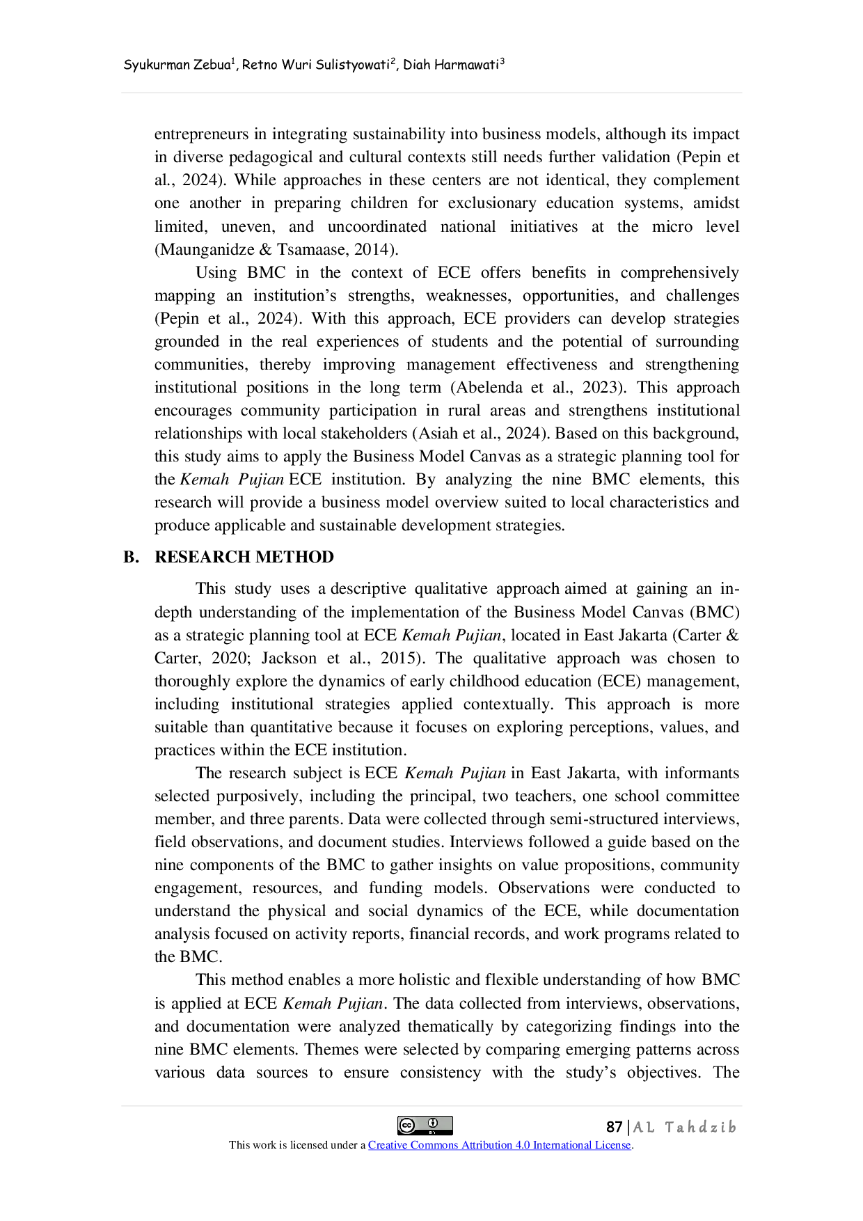JURIS Business Model Canvas as a Strategic Planning Tool in Early Childhood Education Institutions