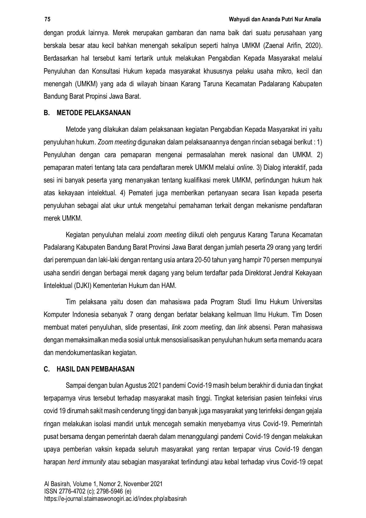 JURIS Penyuluhan Pendaftaran Merek Online dalam Usaha Mikro Kecil dan Menengah UMKM di Lingkungan Karang Taruna Padalarang Kabupaten Bandung Barat