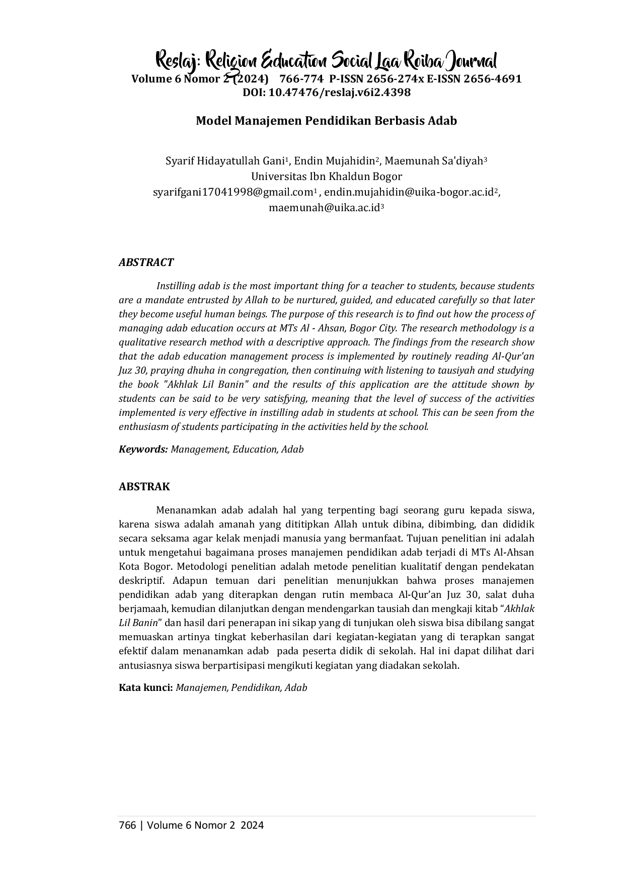 juris Model Manajemen Pendidikan Berbasis Adab