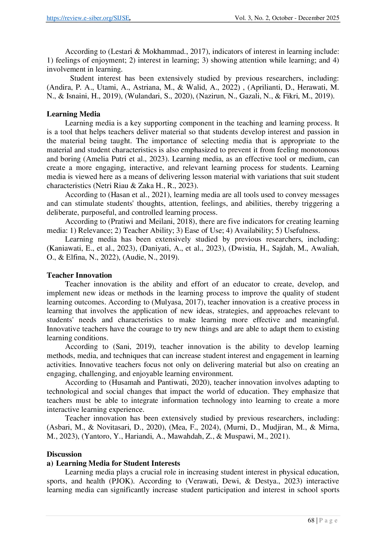 juris The Role of Learning Media and Teacher Innovation on Student Interest in Sports Education