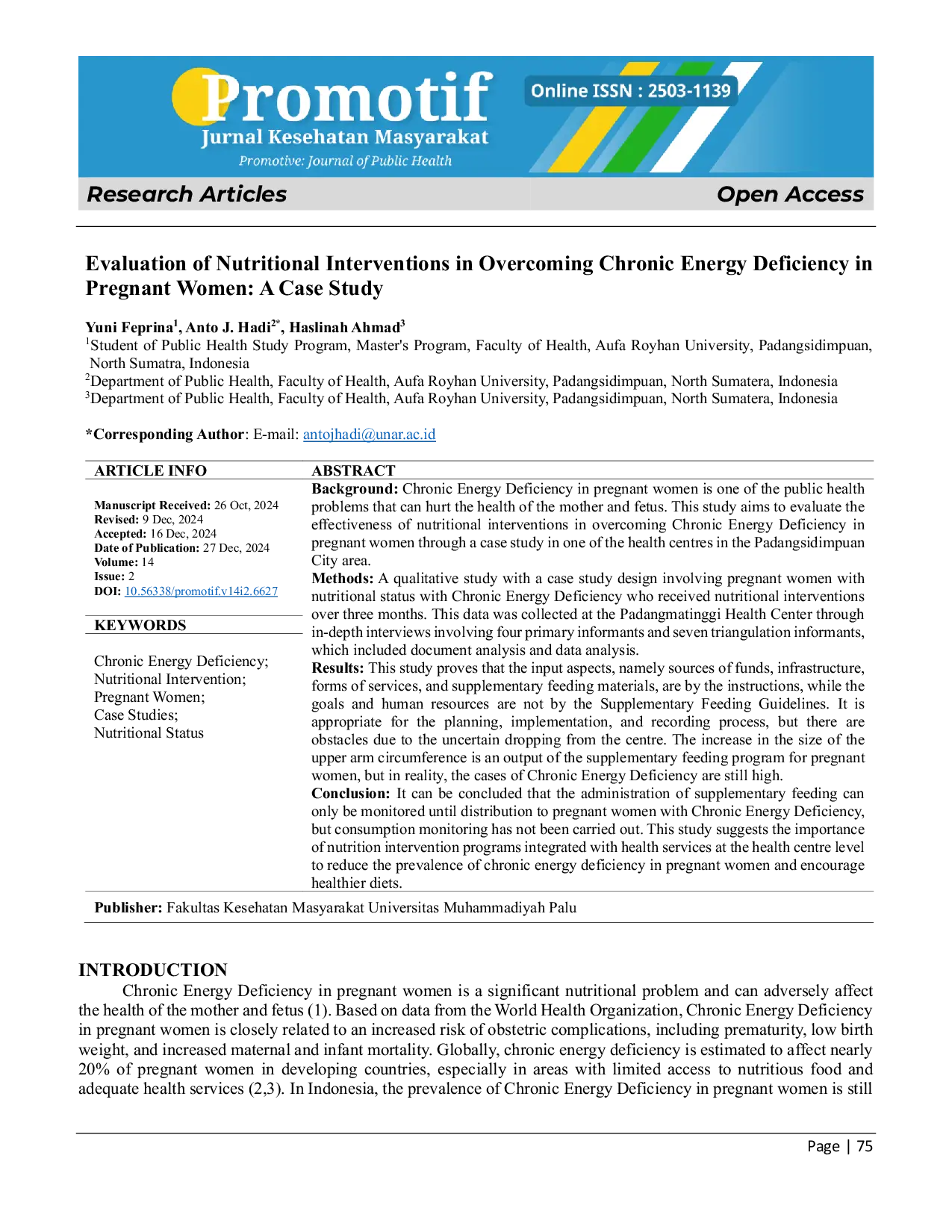 JURIS Evaluation of Nutritional Interventions in Overcoming Chronic Energy Deficiency in Pregnant Women A Case Study