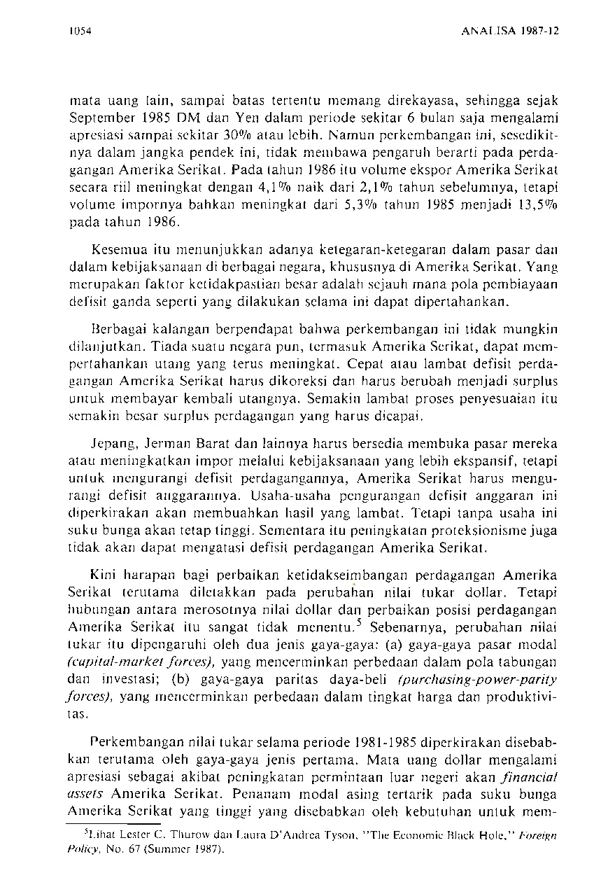 JURIS Pengaruh Ekonomi Dunia pada Ekonomi Indonesia Dasawarsa 1990 an