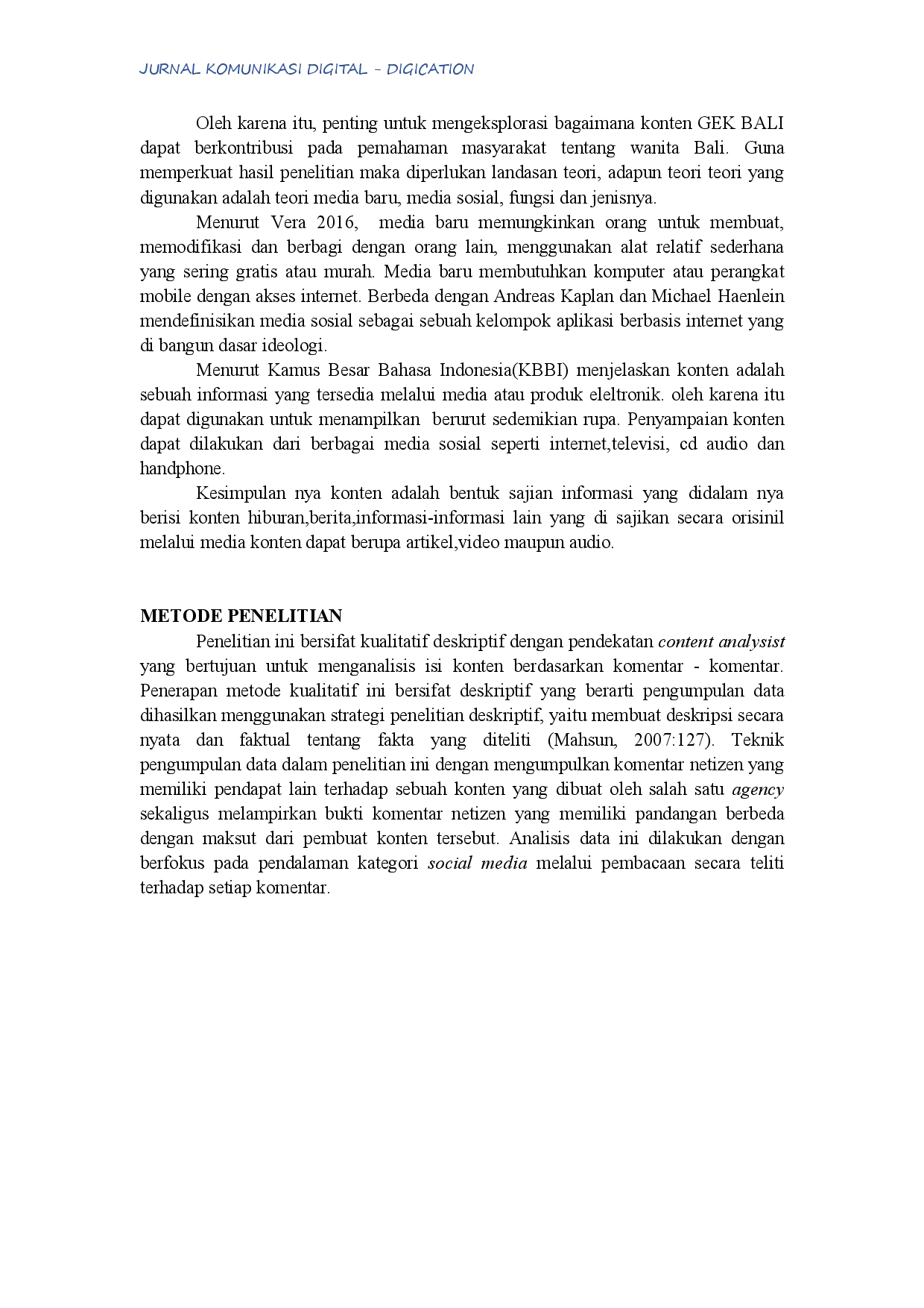 juris Representasi Wanita Bali Dalam Konten GEK BALI Dari SINIIDIGITAL