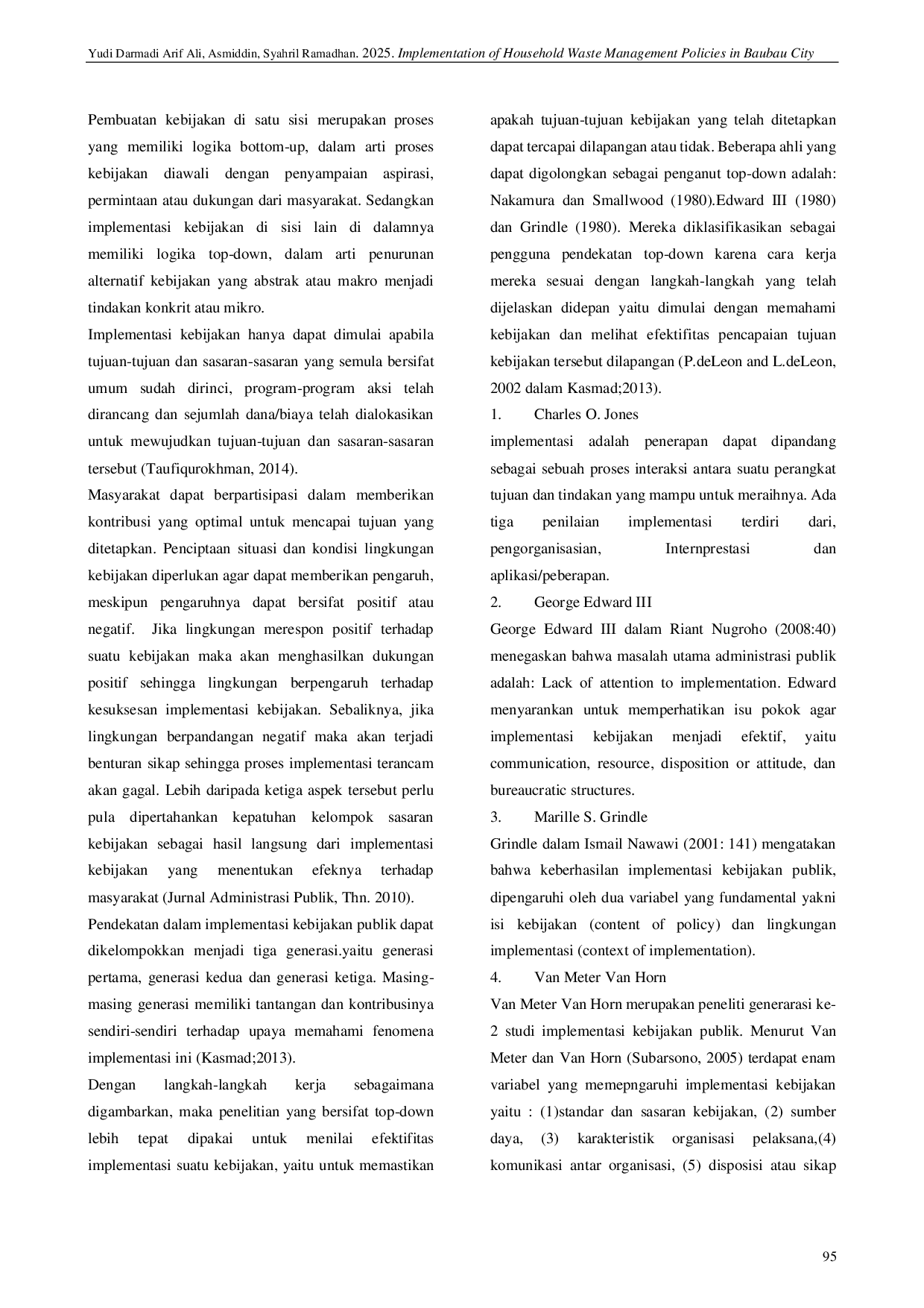 JURIS Implementasi Kebijakan Pengelolaan Persampahan Rumah Tangga di Kota Baubau