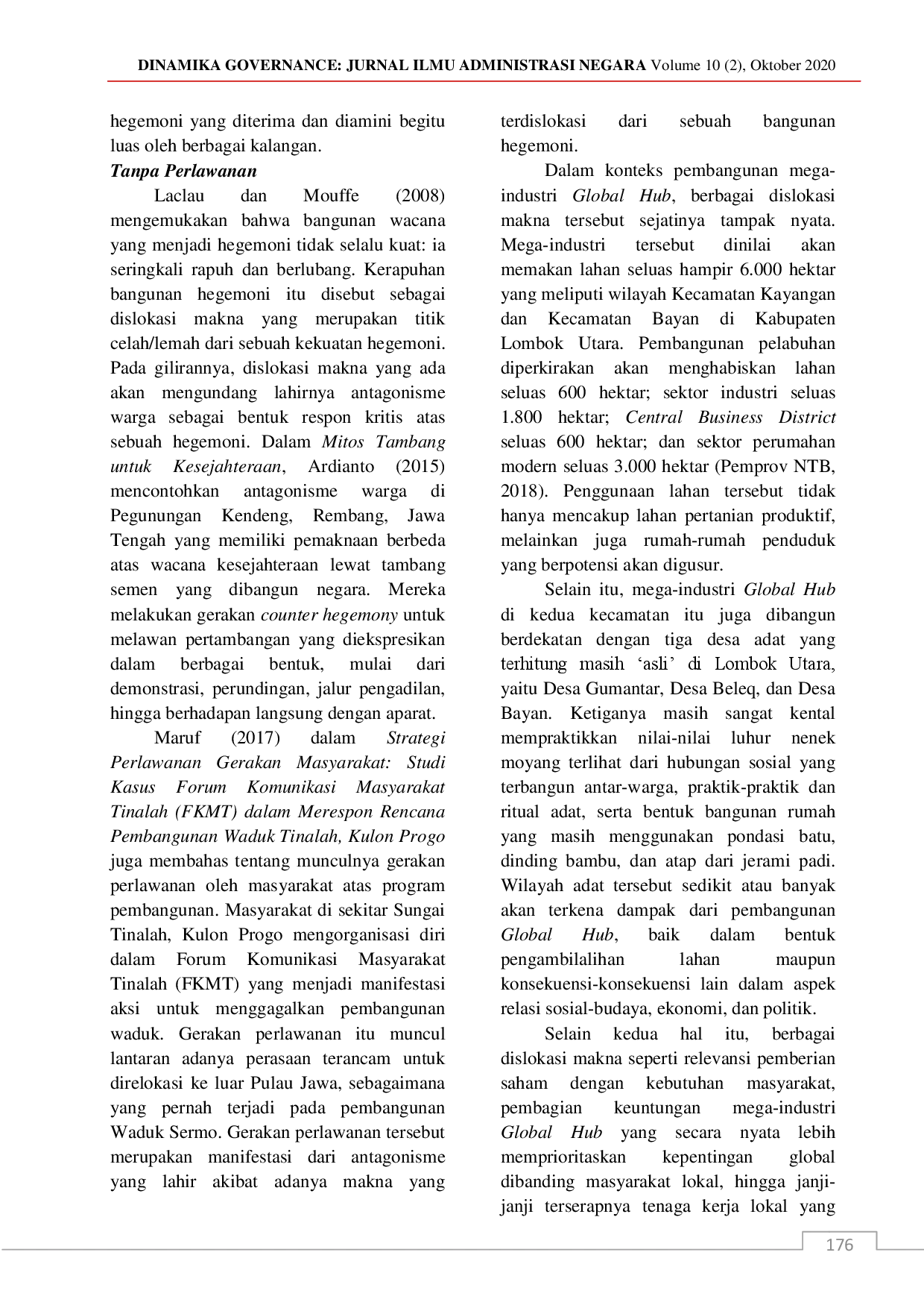 juris Hegemoni Wacana Kesejahteraan Dalam Pembangunan Mega Industrisasi Global Hub Di Lombok Utara Nusa Tenggara Barat Analisis Ekonomi Politik