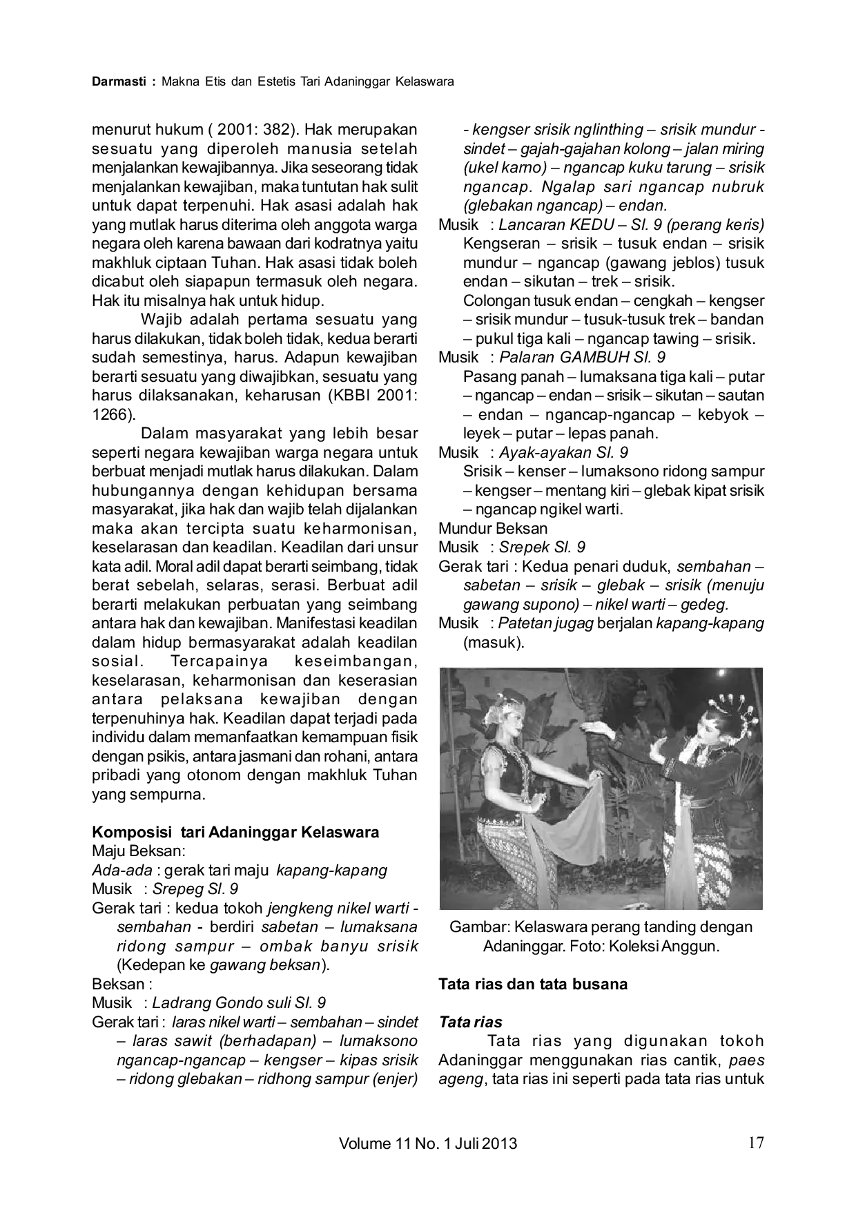 JURIS Makna Etis dan Estetis Tari Adaninggar Kelaswara