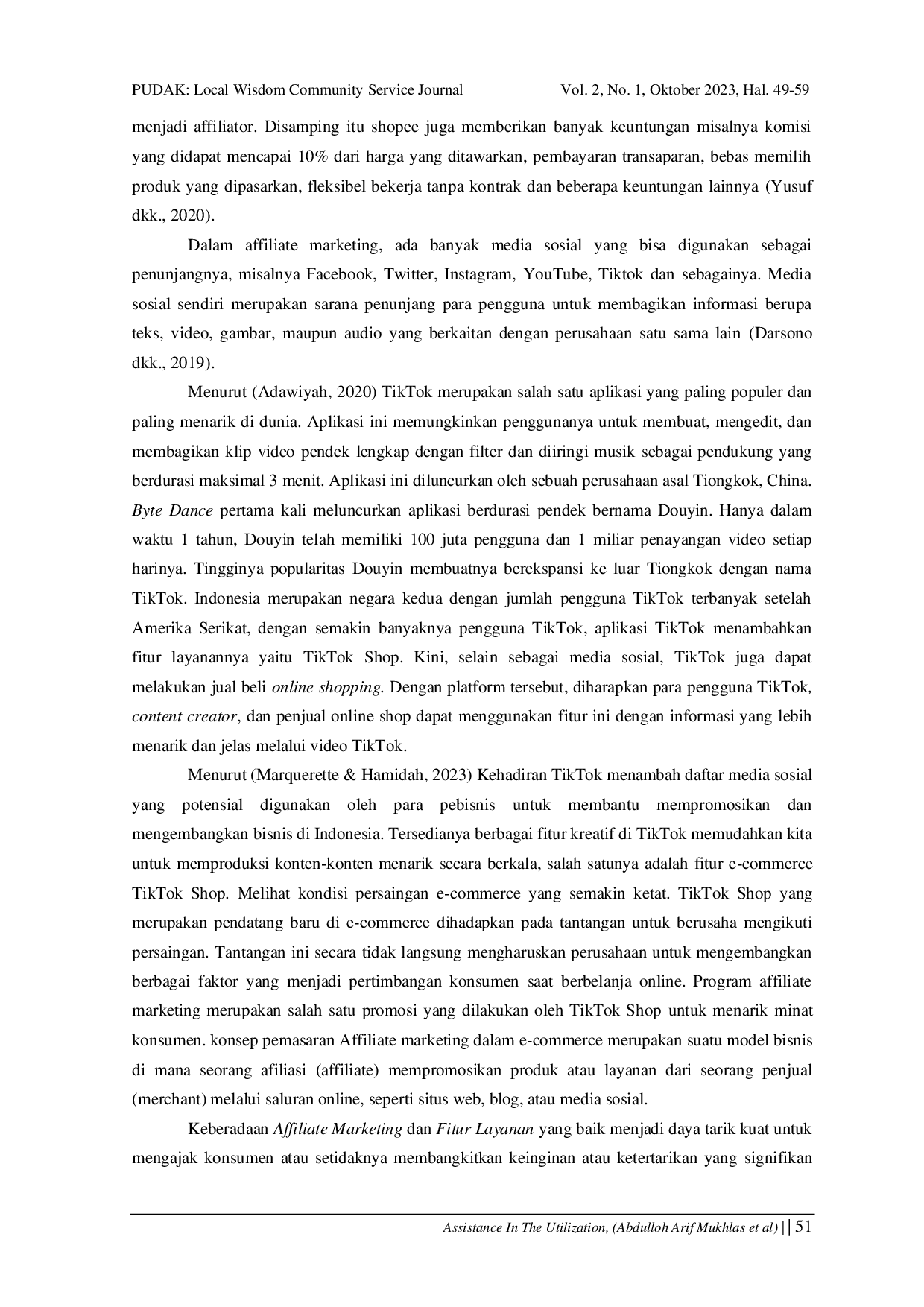 JURIS Assistance In The Utilization Of Affiliate Marketing E Commerce Shopee And Tiktokshop