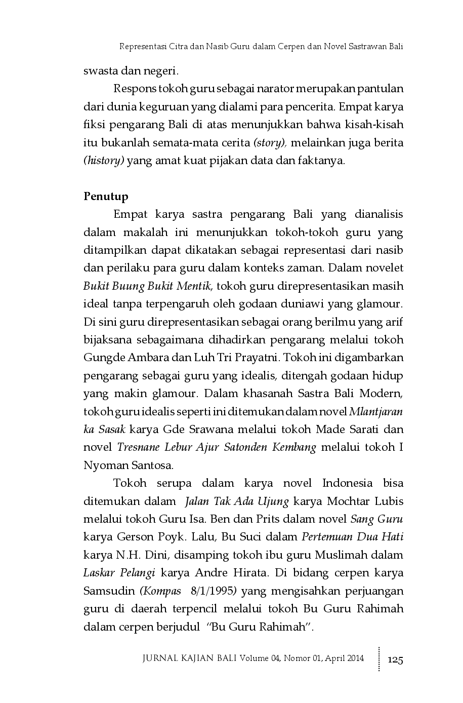 juris Representasi Guru dalam Cerpen dan Novel Sastrawan Bali