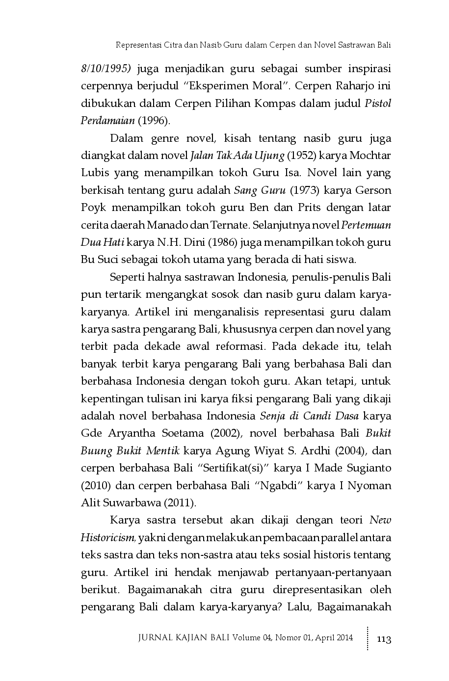 juris Representasi Guru dalam Cerpen dan Novel Sastrawan Bali
