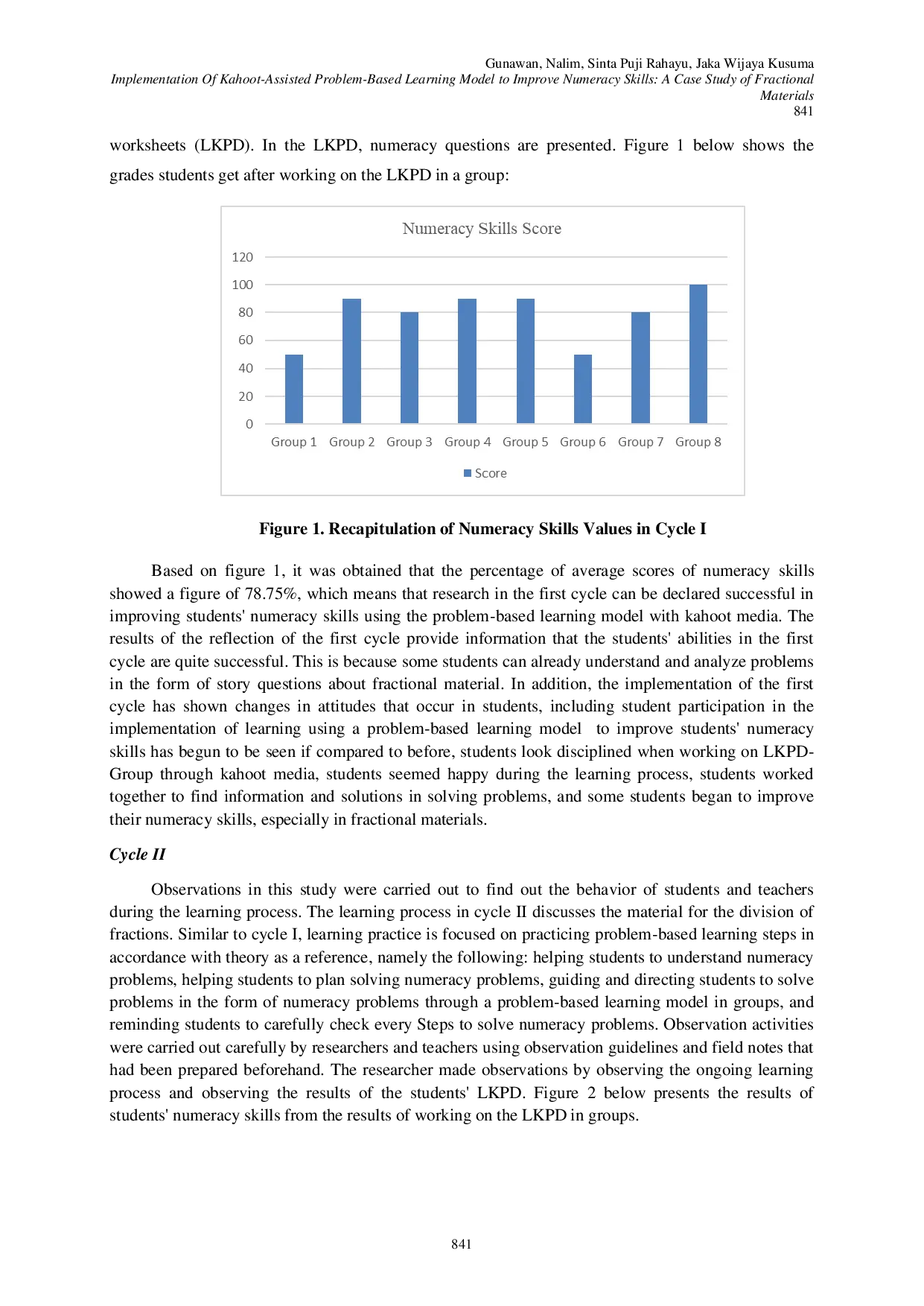 JURIS Implementation Of Kahoot Assisted Problem Based Learning Model To Improve Numeracy Skills A Case Study Of Fractional Materials