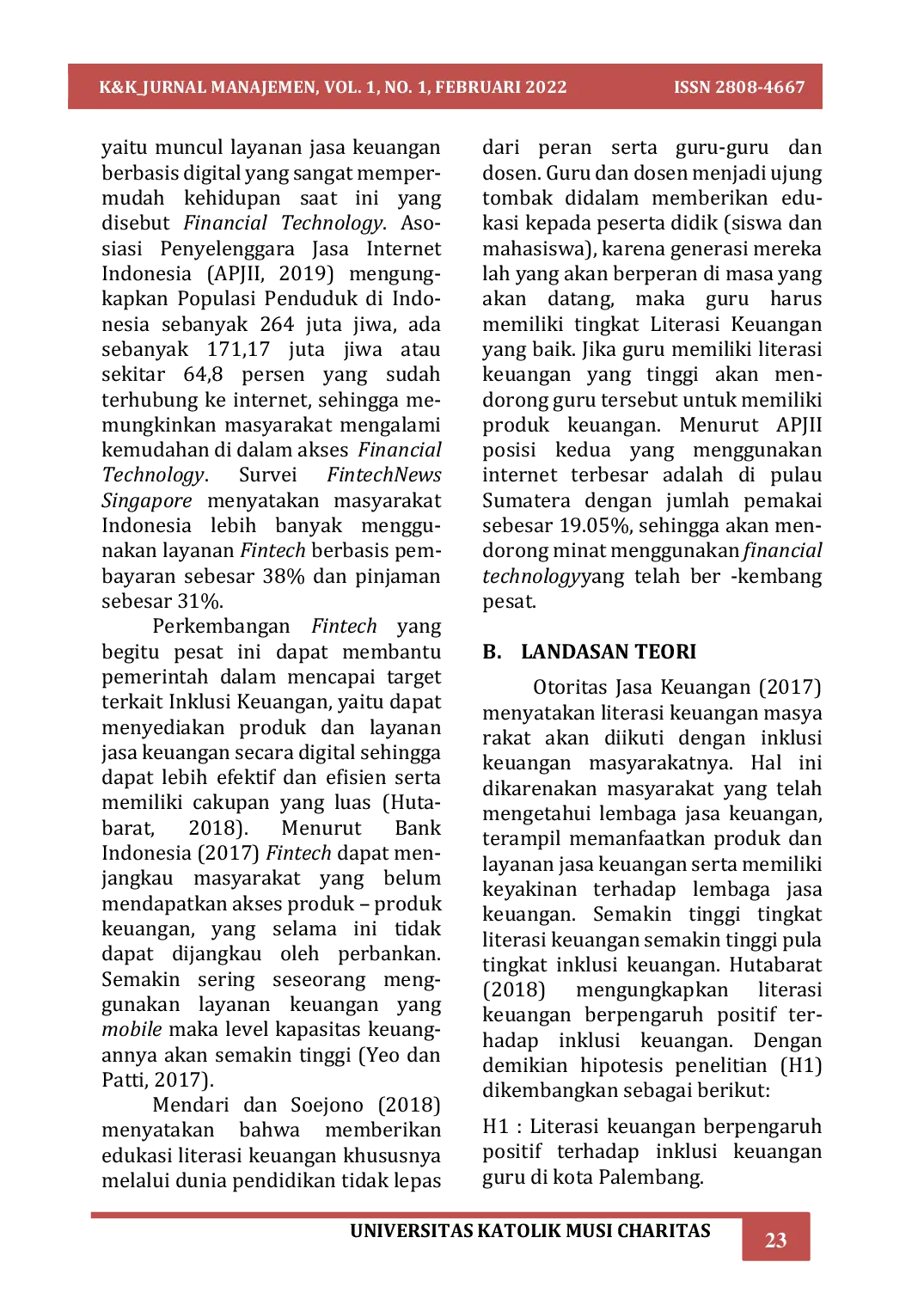 JURIS Literasi Keuangan Minat Dalam Menggunakan Financial Technology Dan Inklusi Keuangan Guru