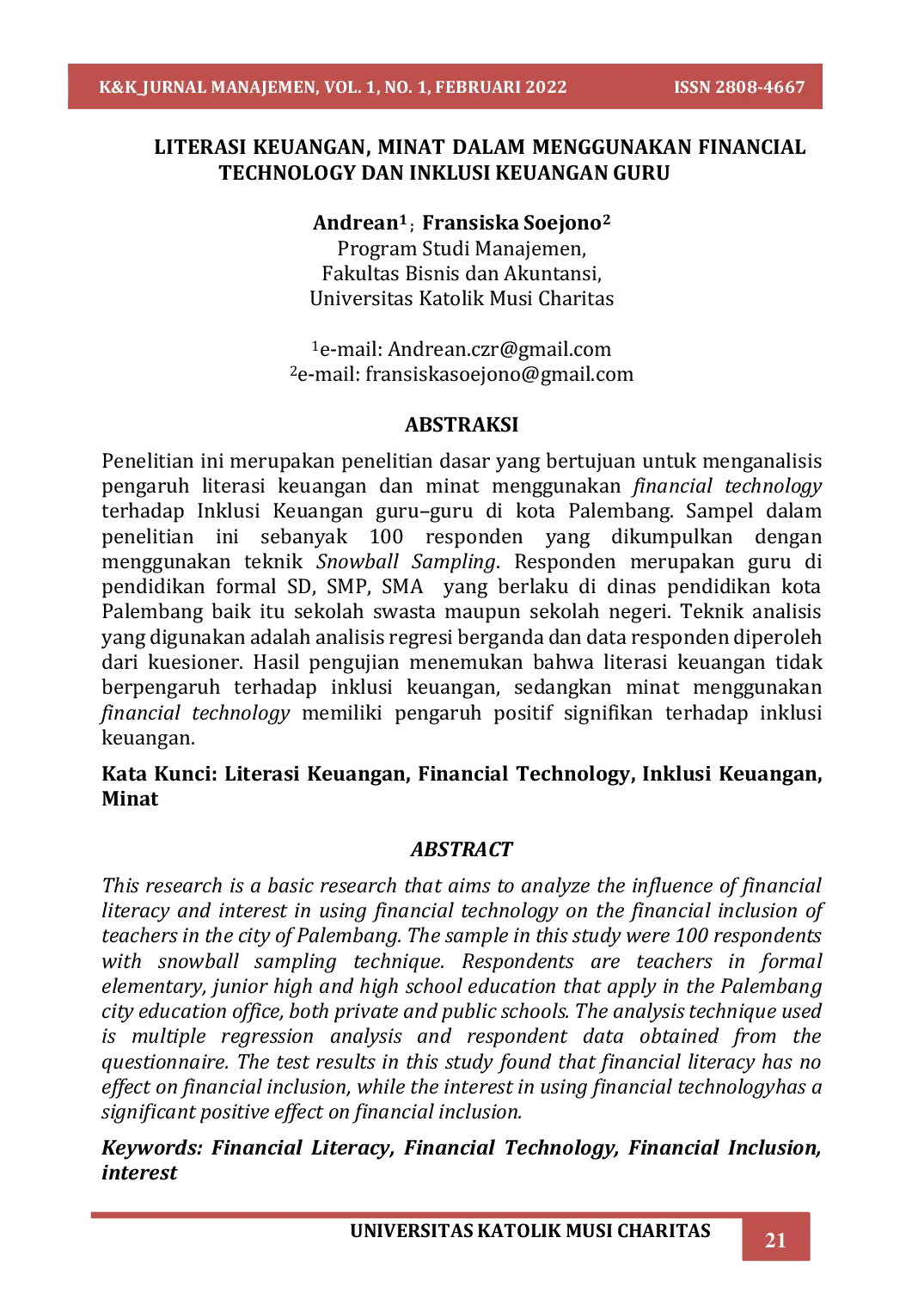JURIS Literasi Keuangan Minat Dalam Menggunakan Financial Technology Dan Inklusi Keuangan Guru