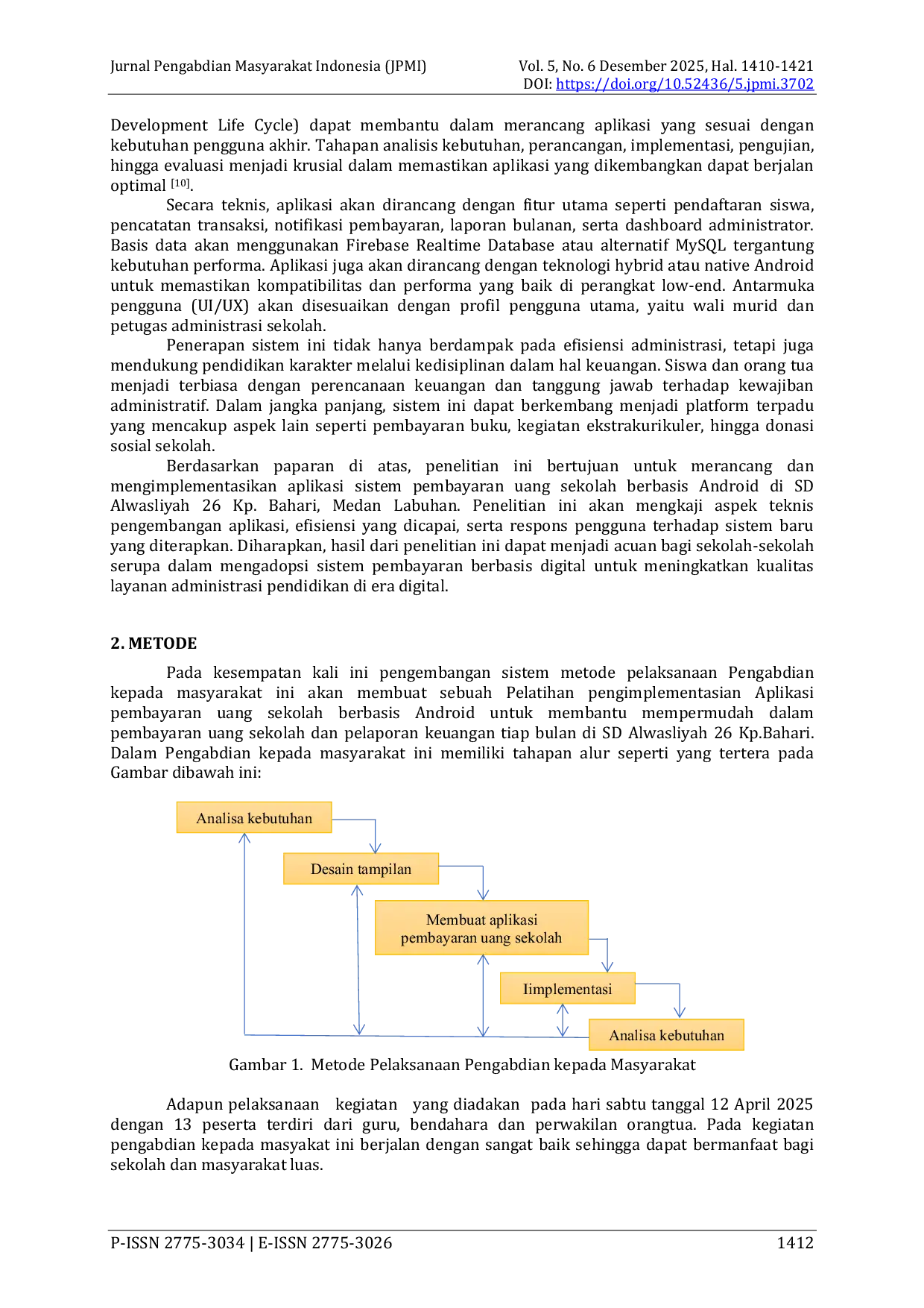 JURIS Penerapan Sistem Pembayaran Uang Sekolah Berbasis Android di SD Alwasliyah 26 Kp Bahari Medan Labuhan